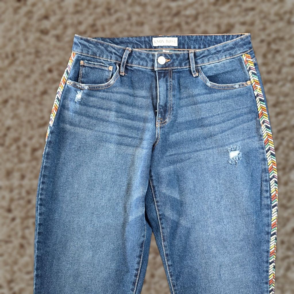 Vintage VINTAGE Knox Rose Jeans Womens Size 10 Blue Embroidered Tapered Bohemian Denim Jeans Womens 10 Blues Embroidered Zipper Size 32" / US 10 / IT 46 - 1 Thumbnail