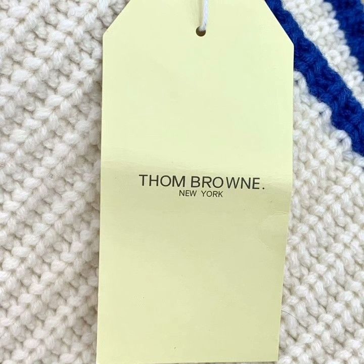 Thom Browne Thom Browne Beige Four-Bar Wool Crewneck Sweater Size US M / EU 48-50 / 2 - 7 Thumbnail
