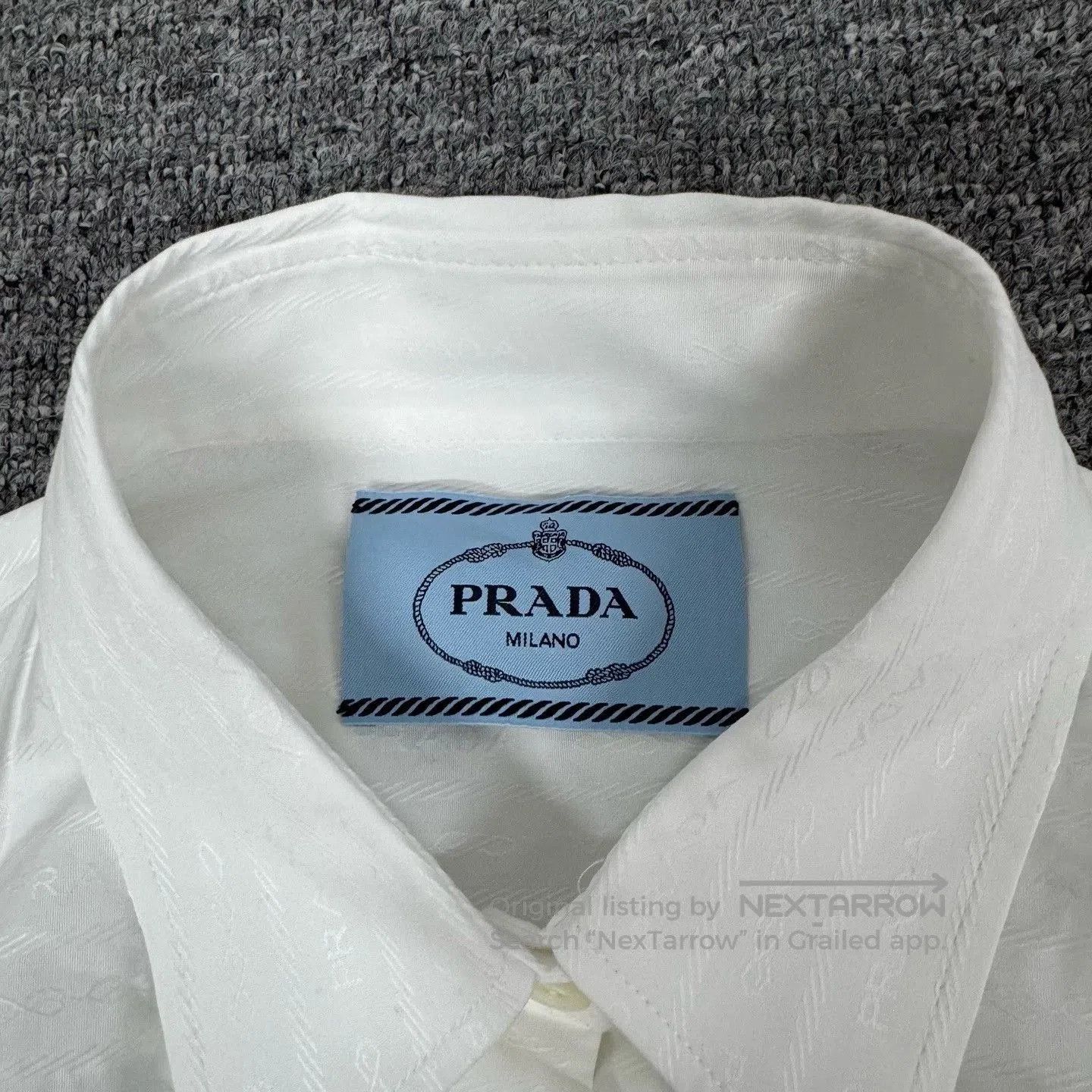 Prada Prada White Shirt Dress with Embossed Print. Size S / US 4 / IT 40 - 3 Thumbnail