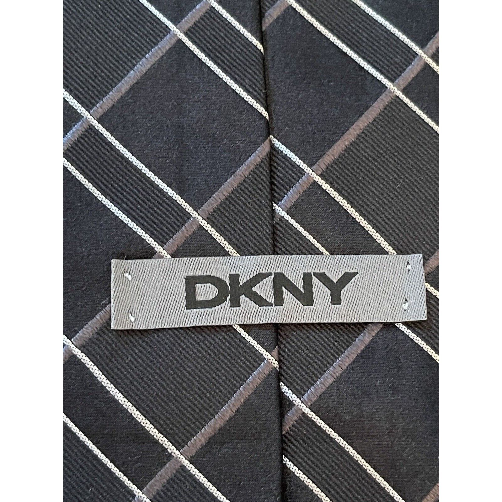 DKNY Dkny Black 100% Silk Men’s Neck Tie Made In Usa Size ONE SIZE - 8 Thumbnail