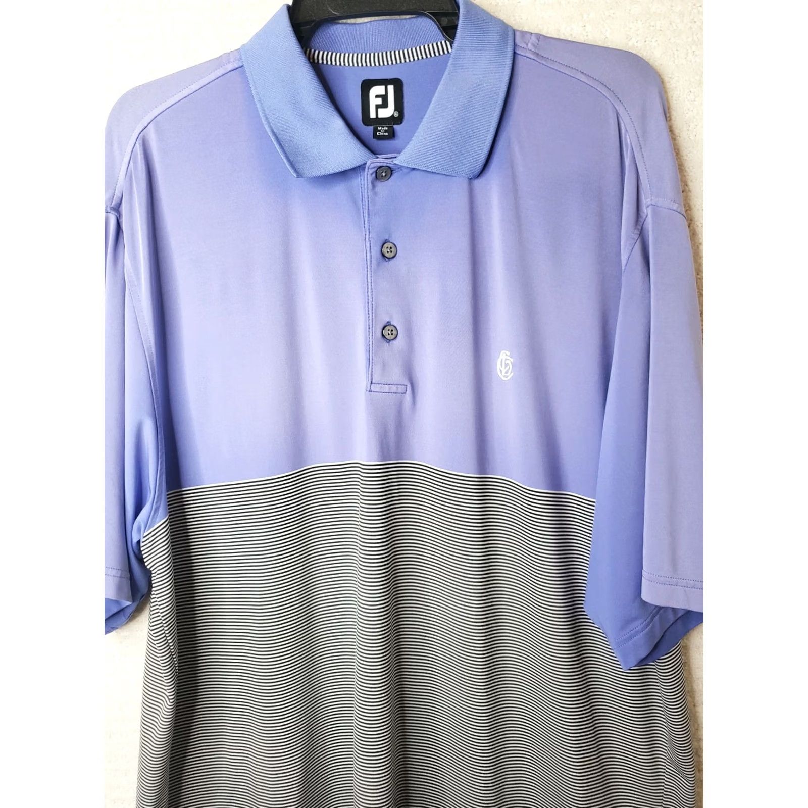 Footjoy FootJoy FJ Mens XL Golf Polo Shirt Periwinkle Blue Striped Performance Stretch - Vintage - 2000-2010 Size US XL / EU 56 / 4 - 2 Thumbnail