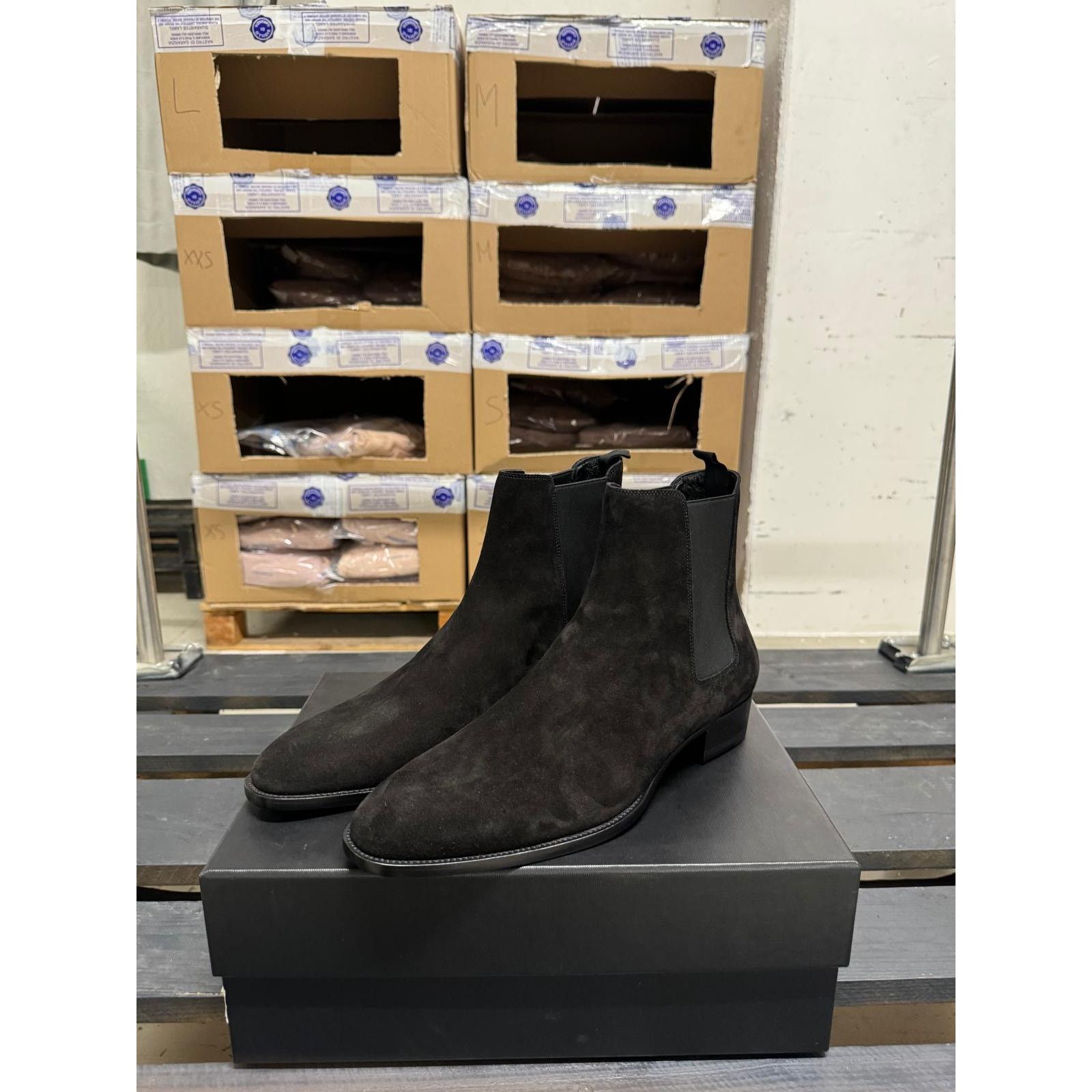Saint Laurent Paris o1alsimx924 375680 Suede Chelsea Boots in Black Size US 12 / EU 45 - 4 Thumbnail