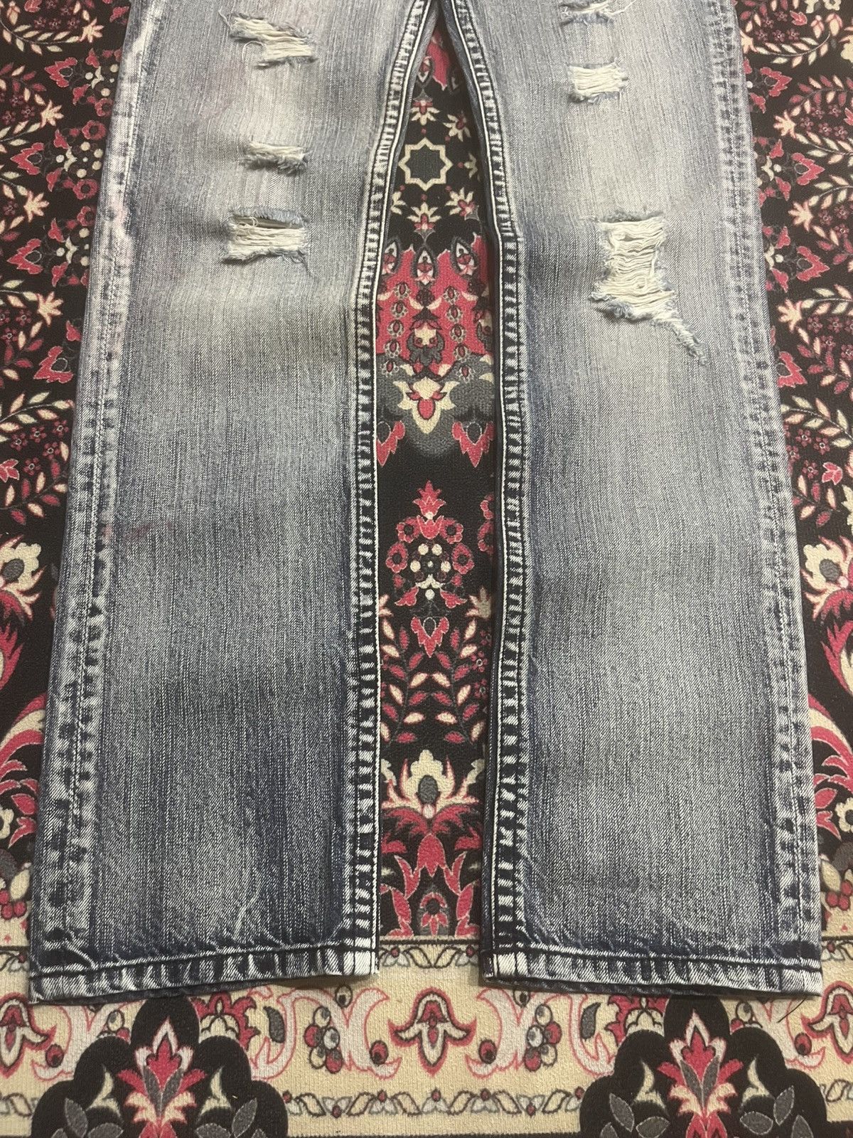 Japanese Brand Vence Ashes Grey Distressed Slim Straight Ripped Jeans Size 31" - 8 Thumbnail