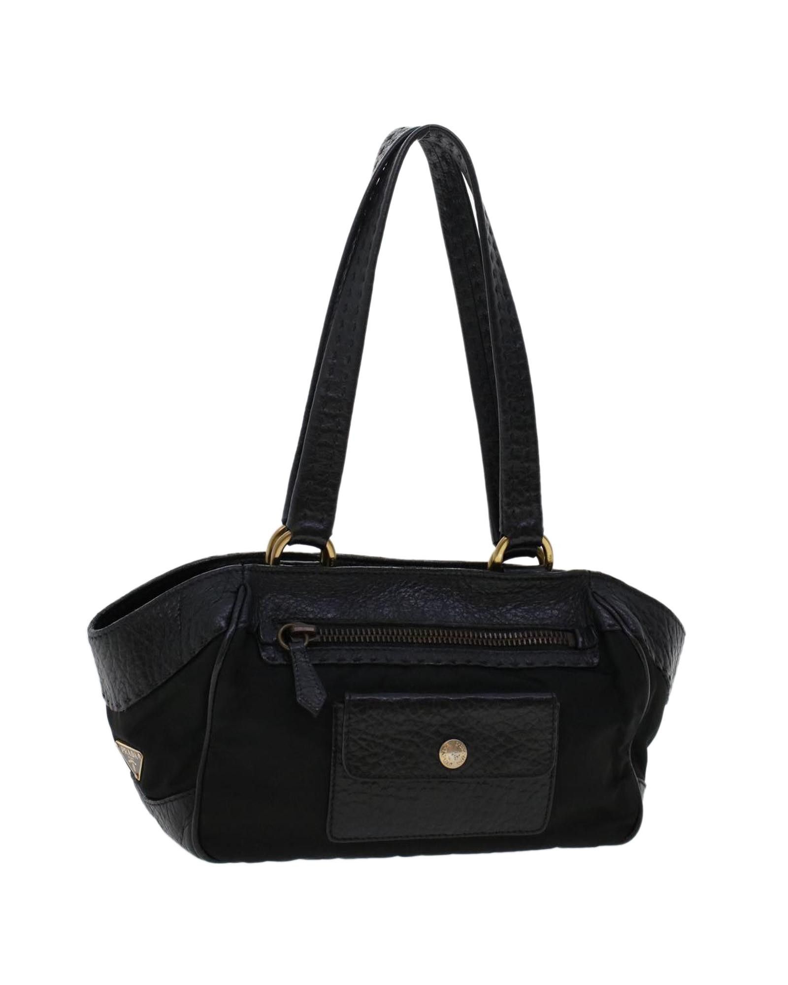 image of Black Nylon Leather Hand Bag - Prada, Women's
