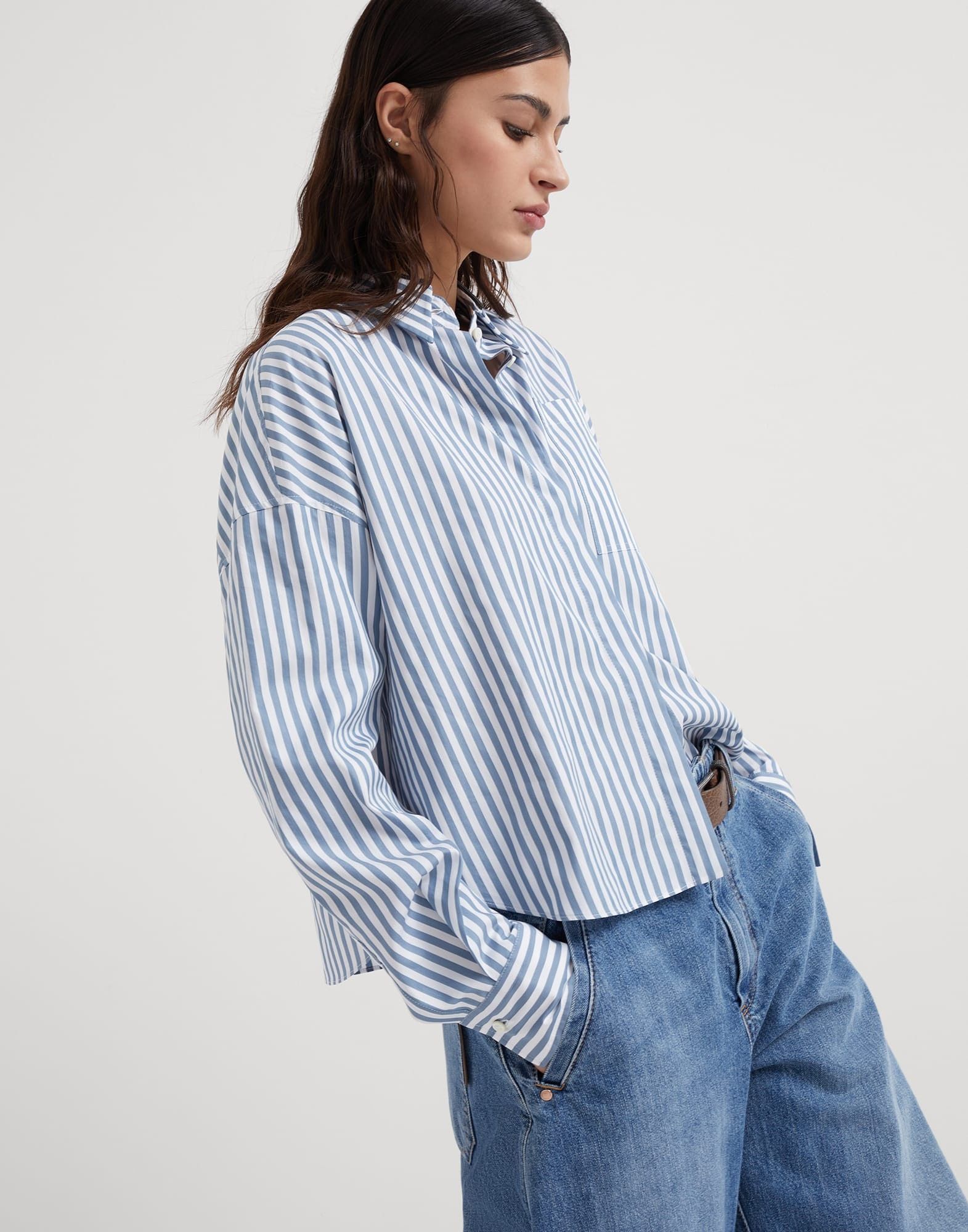 Brunello Cucinelli o1w1db10825 Blouse in Open White Size M / US 6-8 / IT 42-44 - 4 Thumbnail