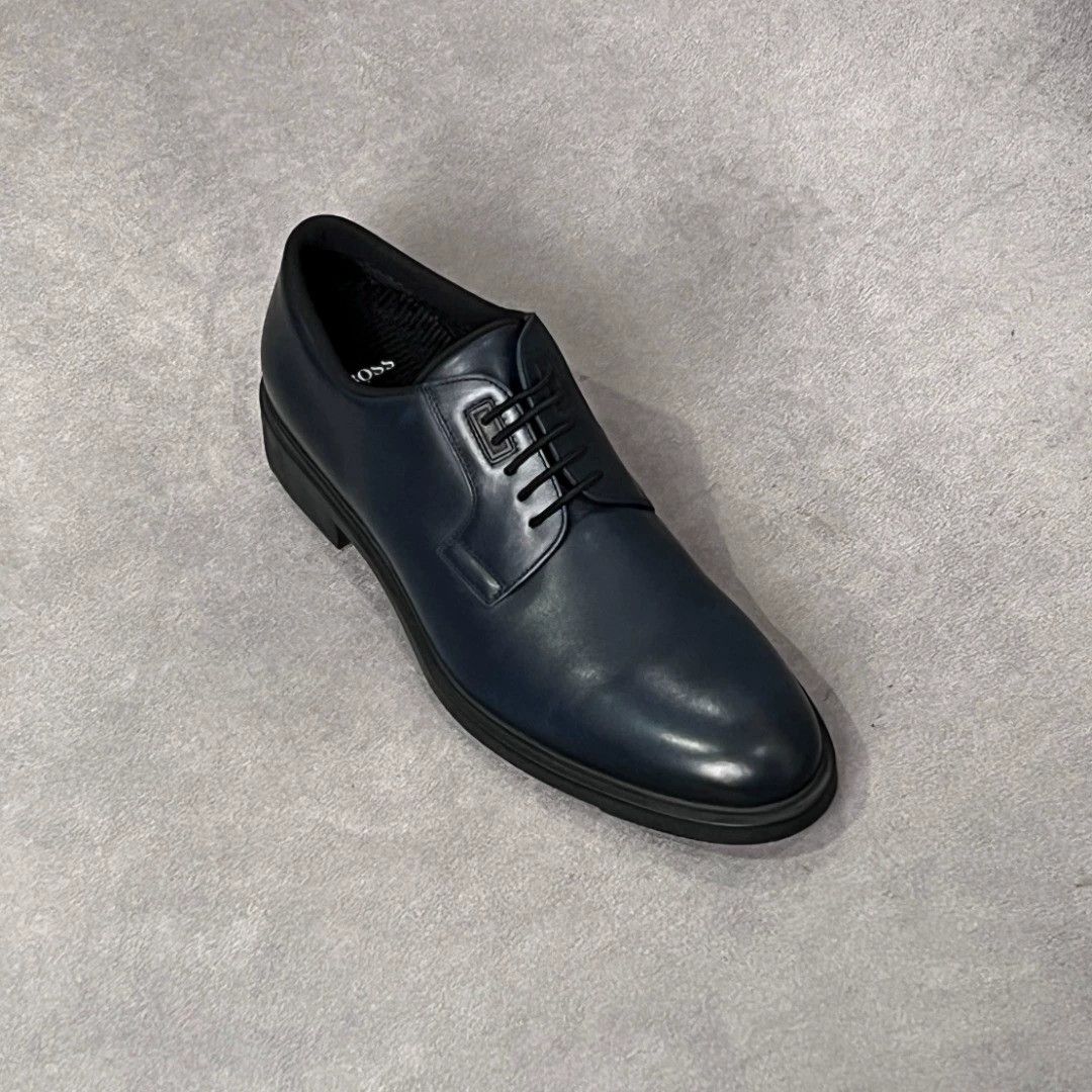 Hugo Boss HUGO BOSS peacock blue cow leather lace-up shoes Size US 8 / EU 41 - 7 Thumbnail