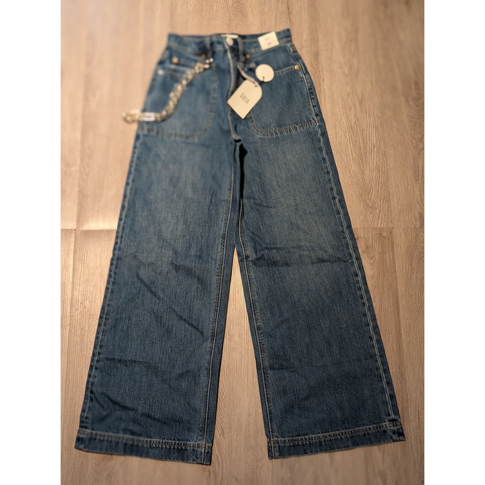Cult Gaia Gap × Cult Gaia High Rise Stride Chain Jeans/ 25 /NWT Size 25" / US 0 / IT 36 - 2 Thumbnail