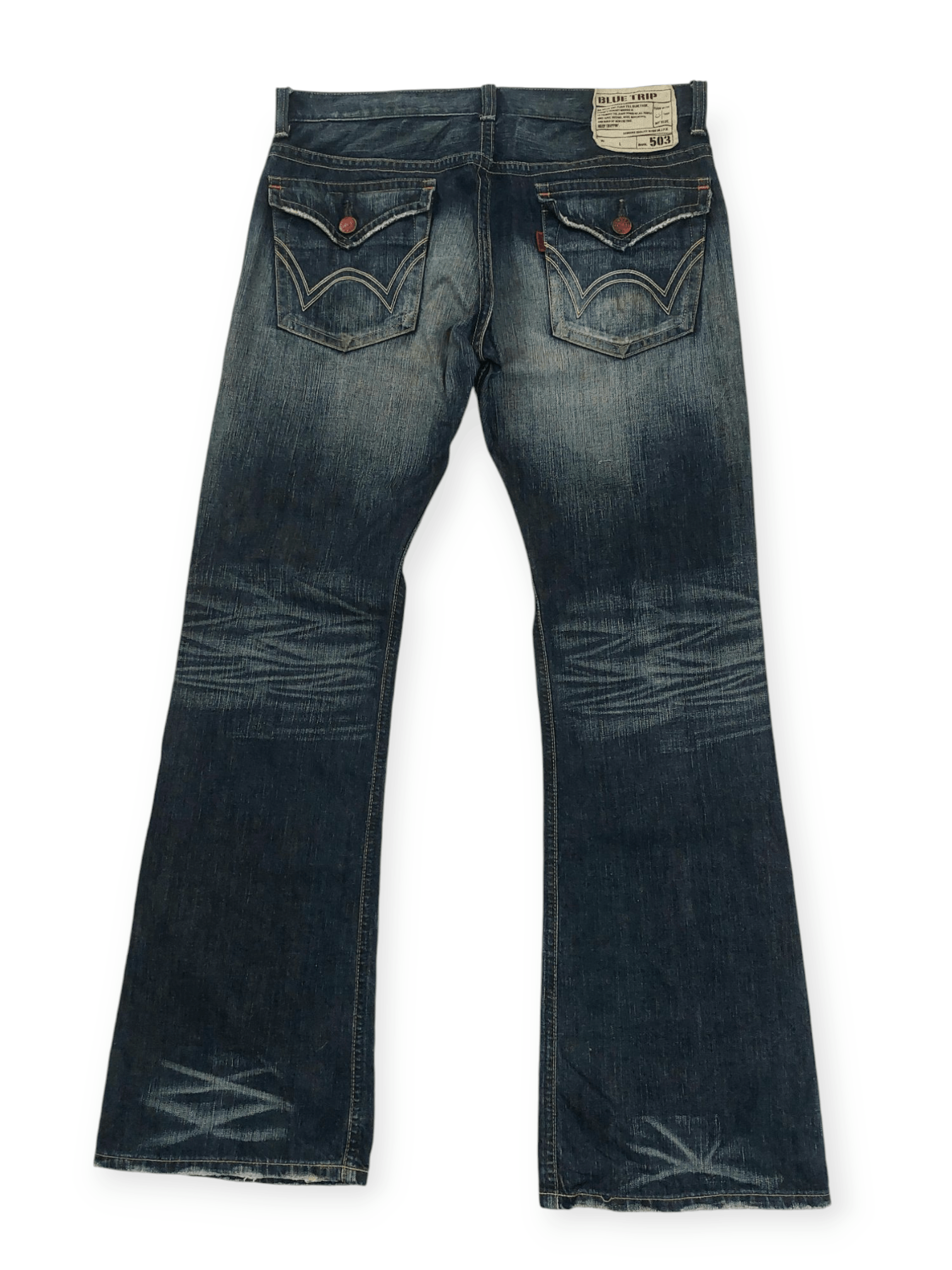 Edwin Edwin Blue Trip 503 Ripped Mudmax Flare Denim Size US 35 - 10 Thumbnail