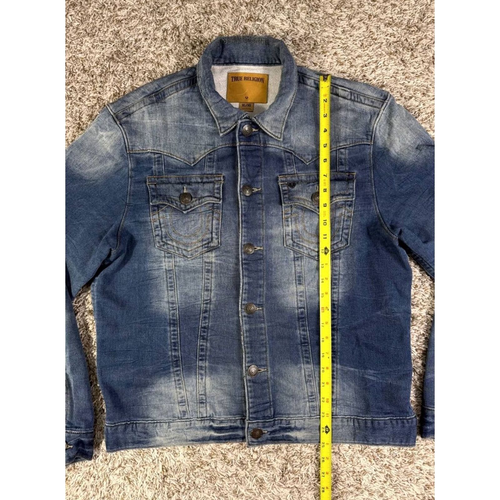 True Religion True Religion Jimmy Denim Jacket Slim Men's Size XL Blue Cotton Button Bomber Size US XL / EU 56 / 4 - 6 Thumbnail