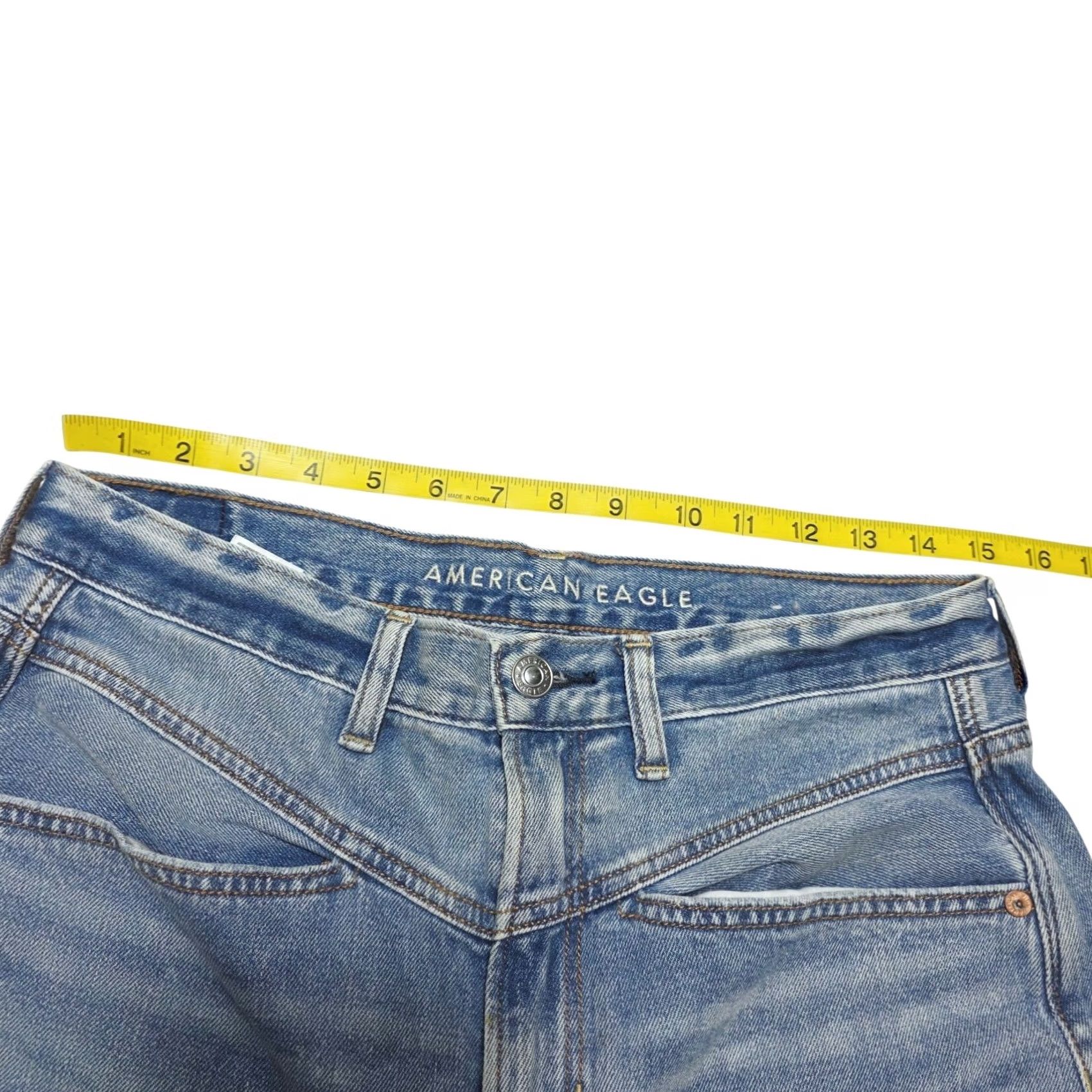 American Eagle Outfitters VINTAGE American Eagle Outfitters Mom Straight Jeans Light Wash Women’s Size 8 X-Short Distressed Size 30" / US 8 / IT 44 - 6 Thumbnail