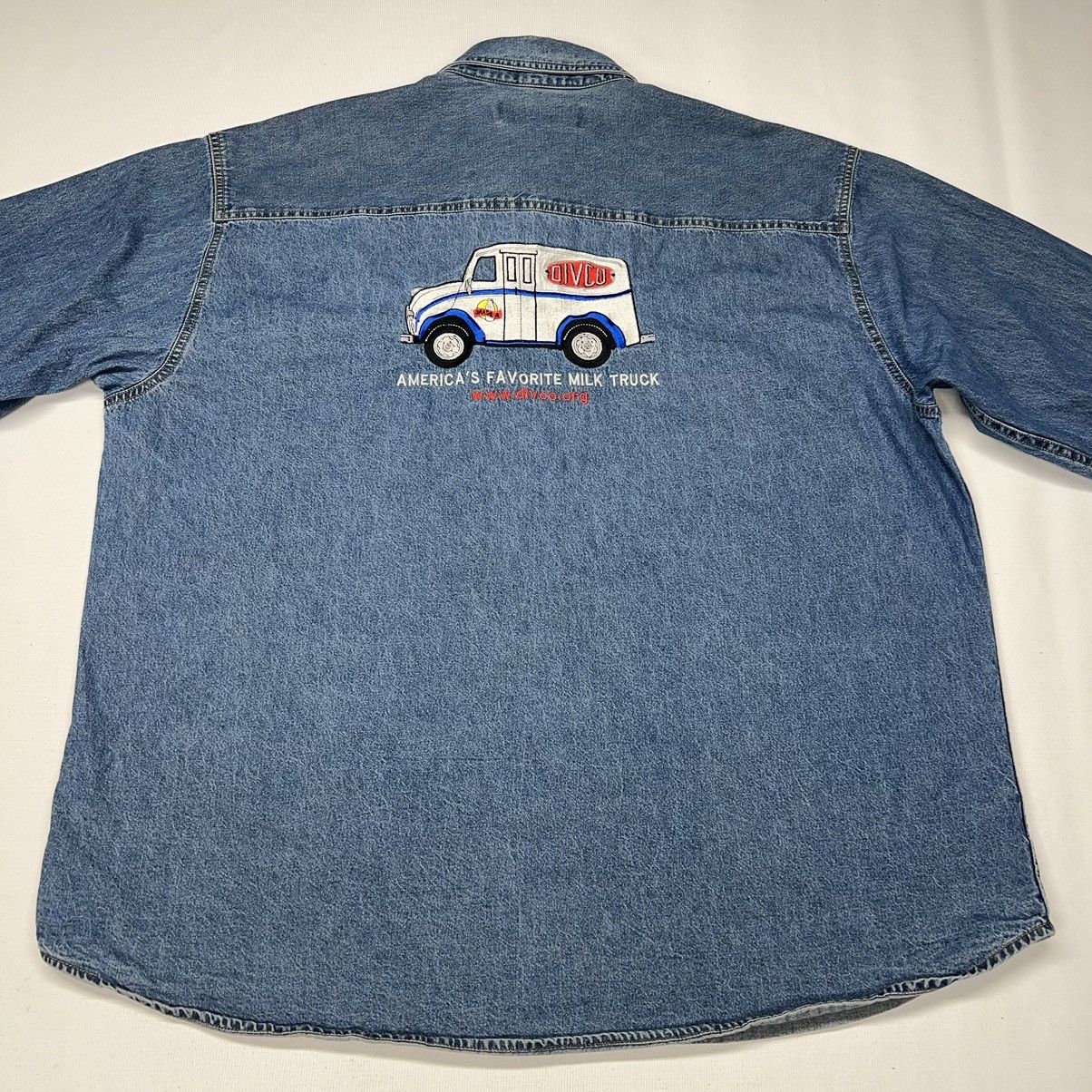 Lee × Vintage VTG Lee Denim Shirt Blue Button Down Embroidered Divco Size US XXL / EU 58 / 5 - 13 Thumbnail