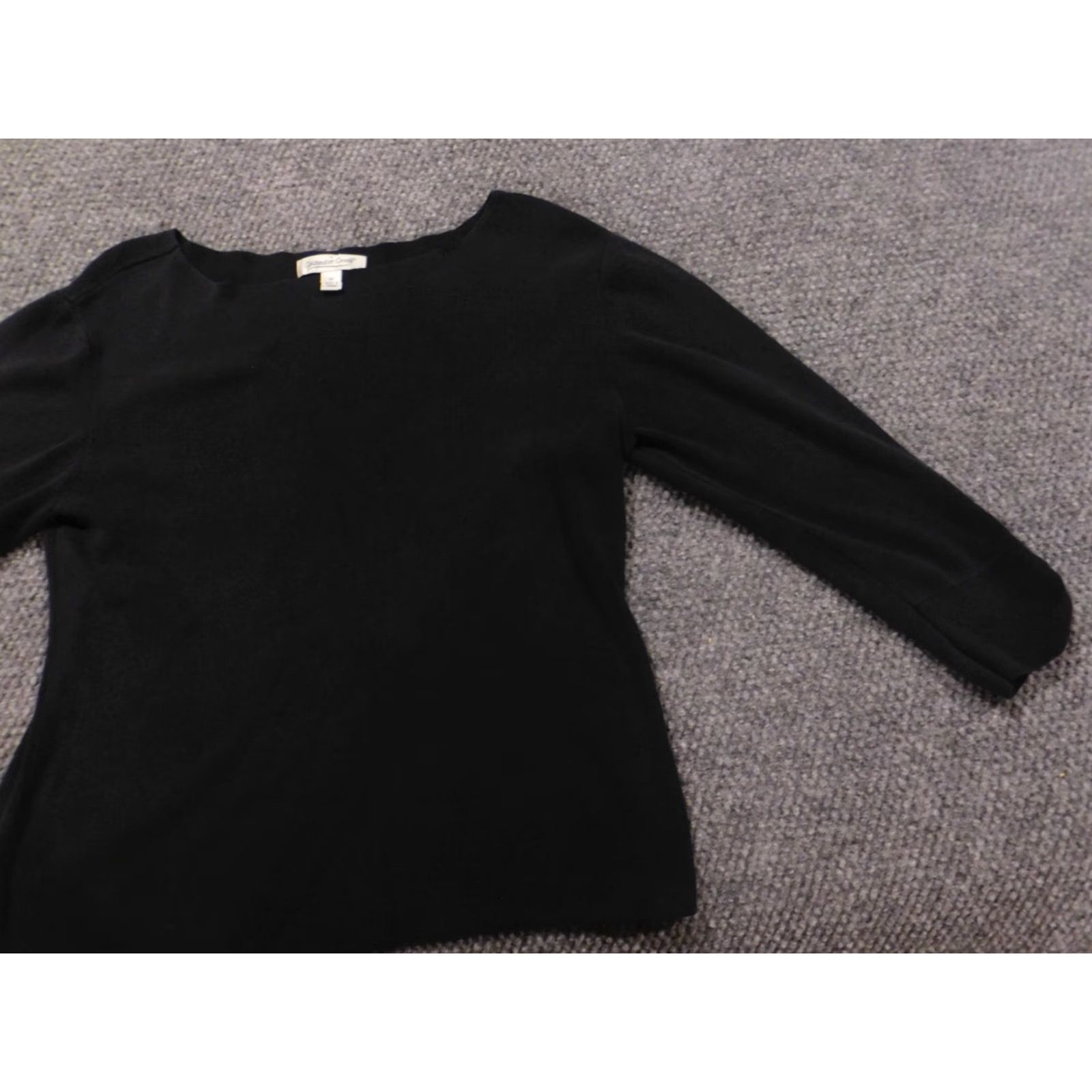 Coldwater Creek Coldwater Creek Blouse Womens M Black Crew Neck Pullover Silk Rayon Stretch Cap Sleeve Casual Basic Classic Ruffle Size M / US 6-8 / IT 42-44 - 2 Thumbnail