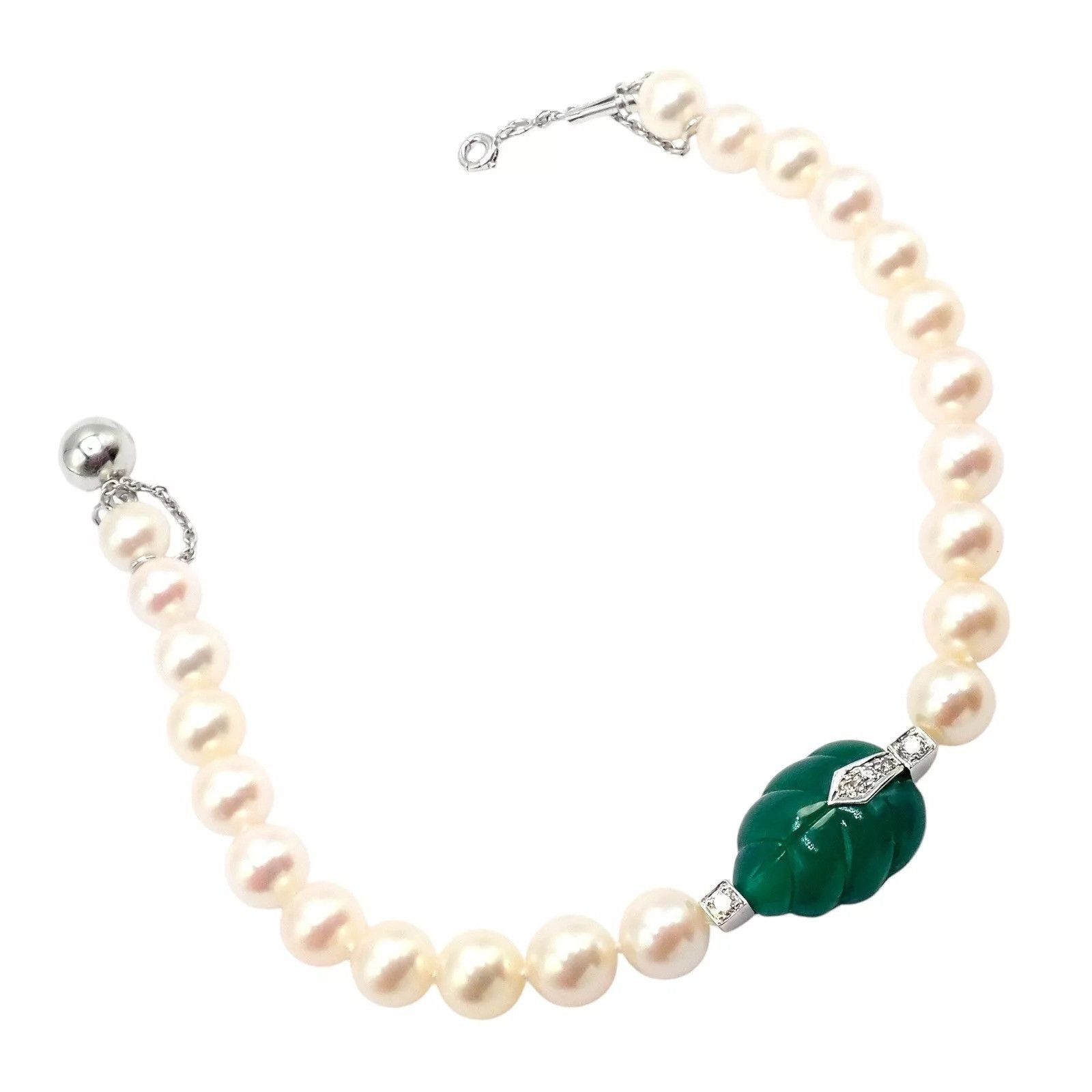 Cartier Cartier 18k 7mm Pearl Diamond Chalcedony Patiala Bracelet Size ONE SIZE - 10 Thumbnail
