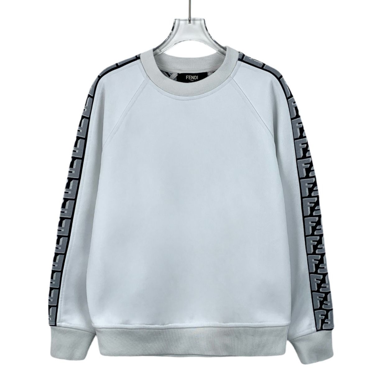 Fendi Fendi White Side Logo Intarsia Cotton Crewneck Sweatshirt (S Size US XS / EU 42 / 0 - 1 Thumbnail