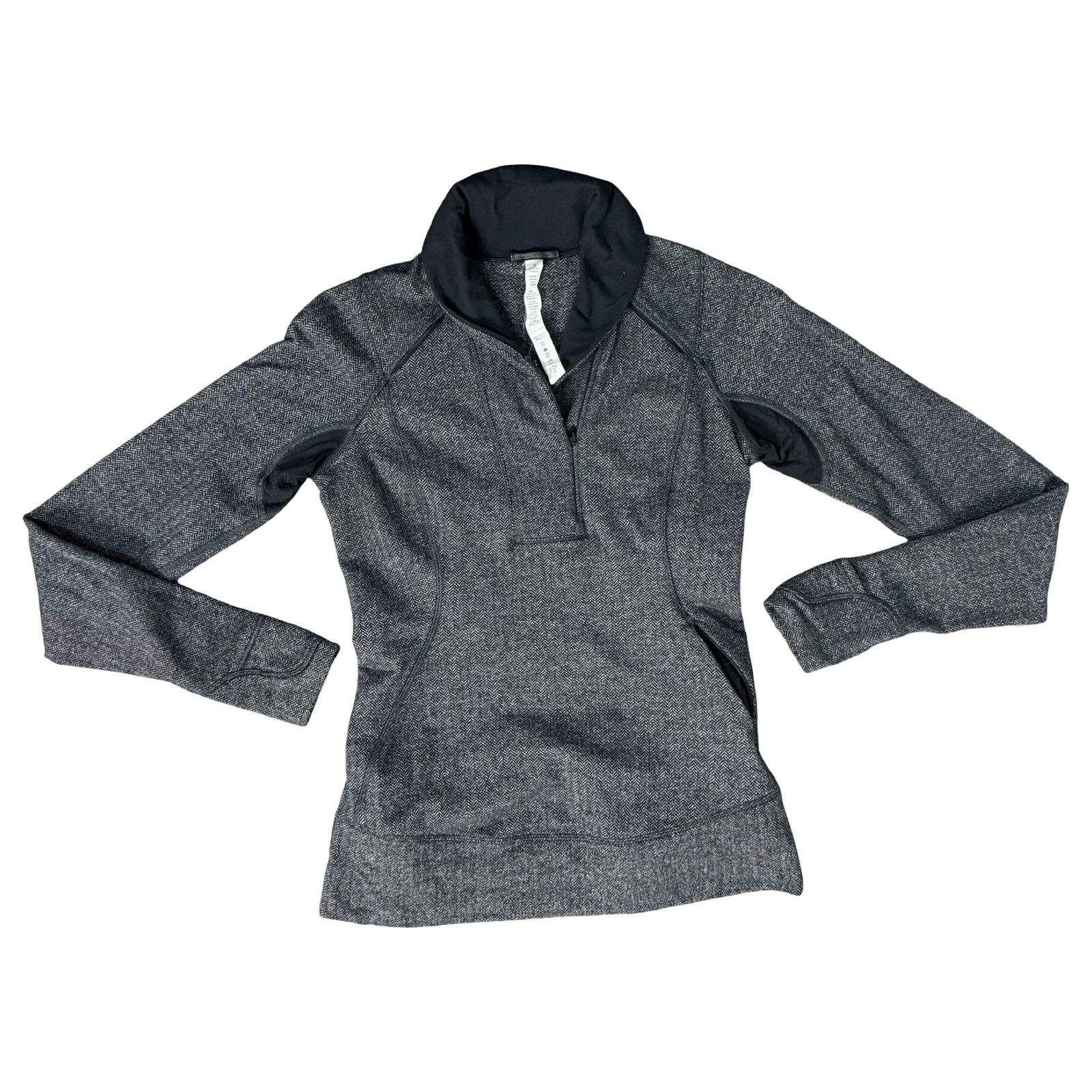 Lululemon Lululemon Think Fast Herringbone Black Gray Pullover Size 4 Size S / US 4 / IT 40 - 8 Thumbnail