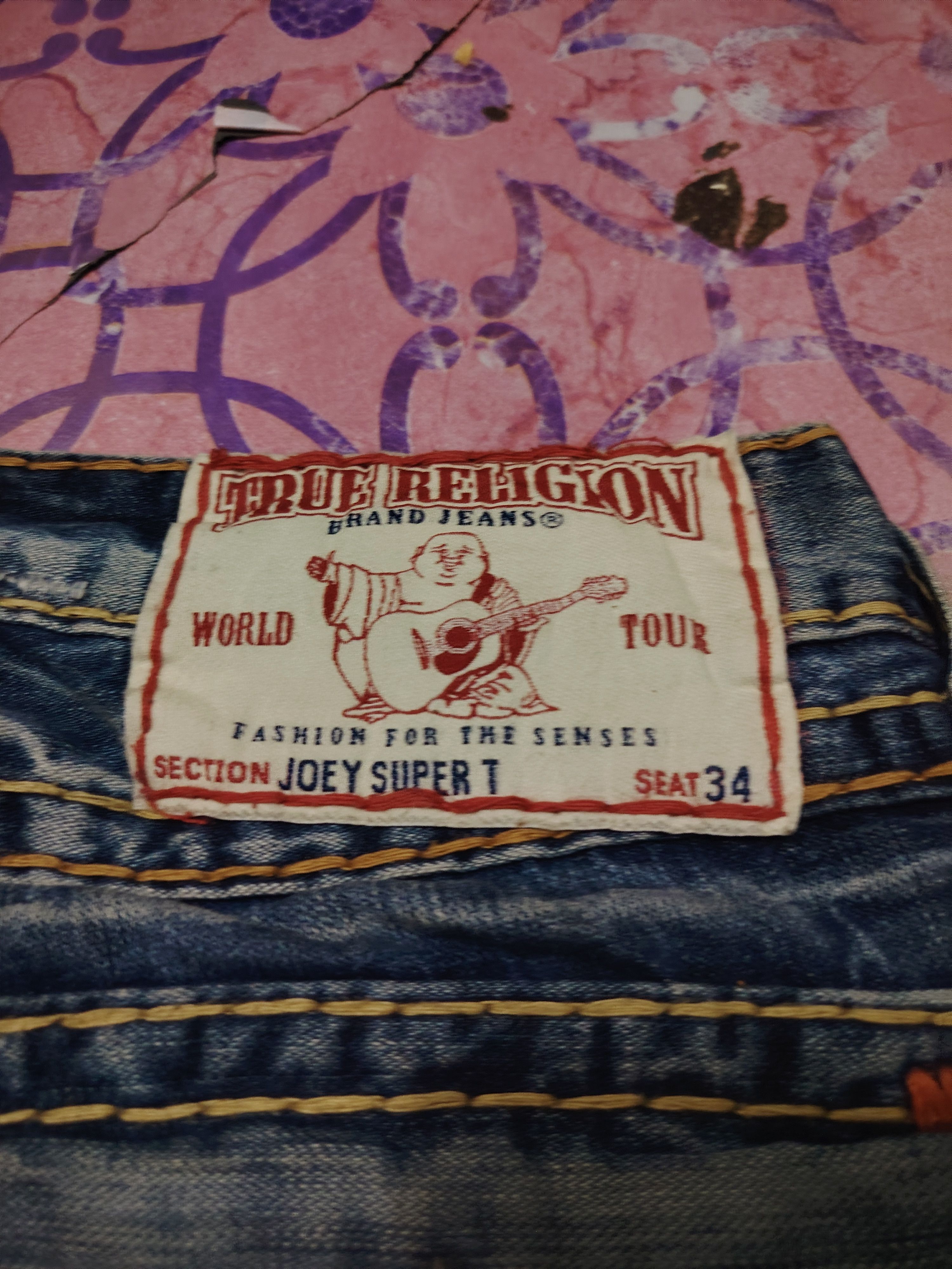 True Religion True Religion Jeans Orange Stitch Joey Super T Denim Flared Size US 31 - 20 Thumbnail