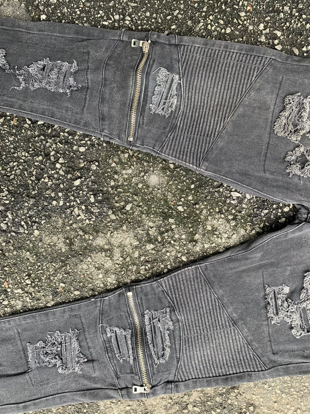 Other Distressed 8IGHTH/DSTRKT Multizipper Biker Streching Denim Size US 37 - 14 Thumbnail