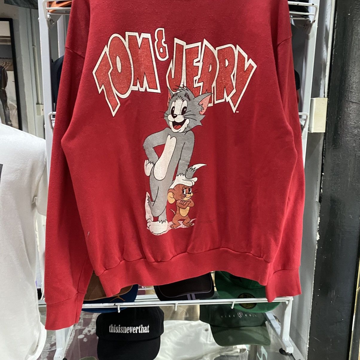 Cartoon Network × Vintage Vintage 90s Tom And Jerry Cartoon Sweatshirt Red Size US L / EU 52-54 / 3 - 4 Thumbnail