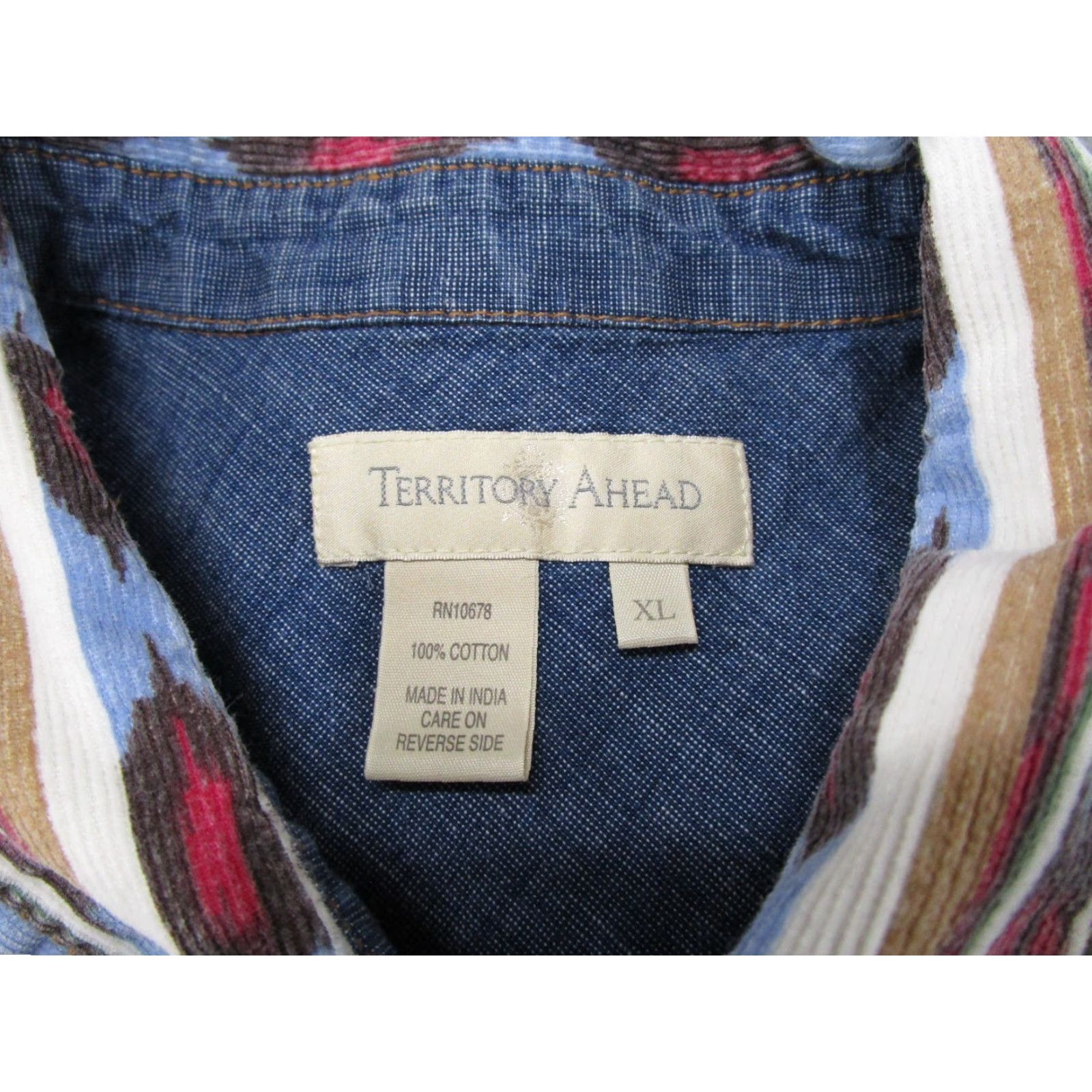 The Territory Ahead Territory Ahead Mens Shirt XL Multicolor Aztec Southwest Striped Corduroy Button-Up 90s Y2K Size US XL / EU 56 / 4 - 2 Thumbnail