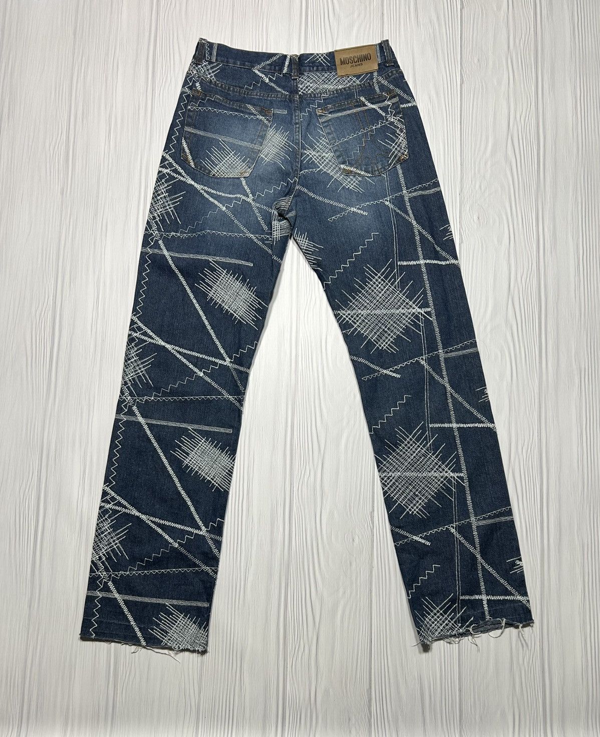 Moschino Rare Vintage Moschino Embroidered Stitch Denim Jeans Size US 33 - 7 Thumbnail