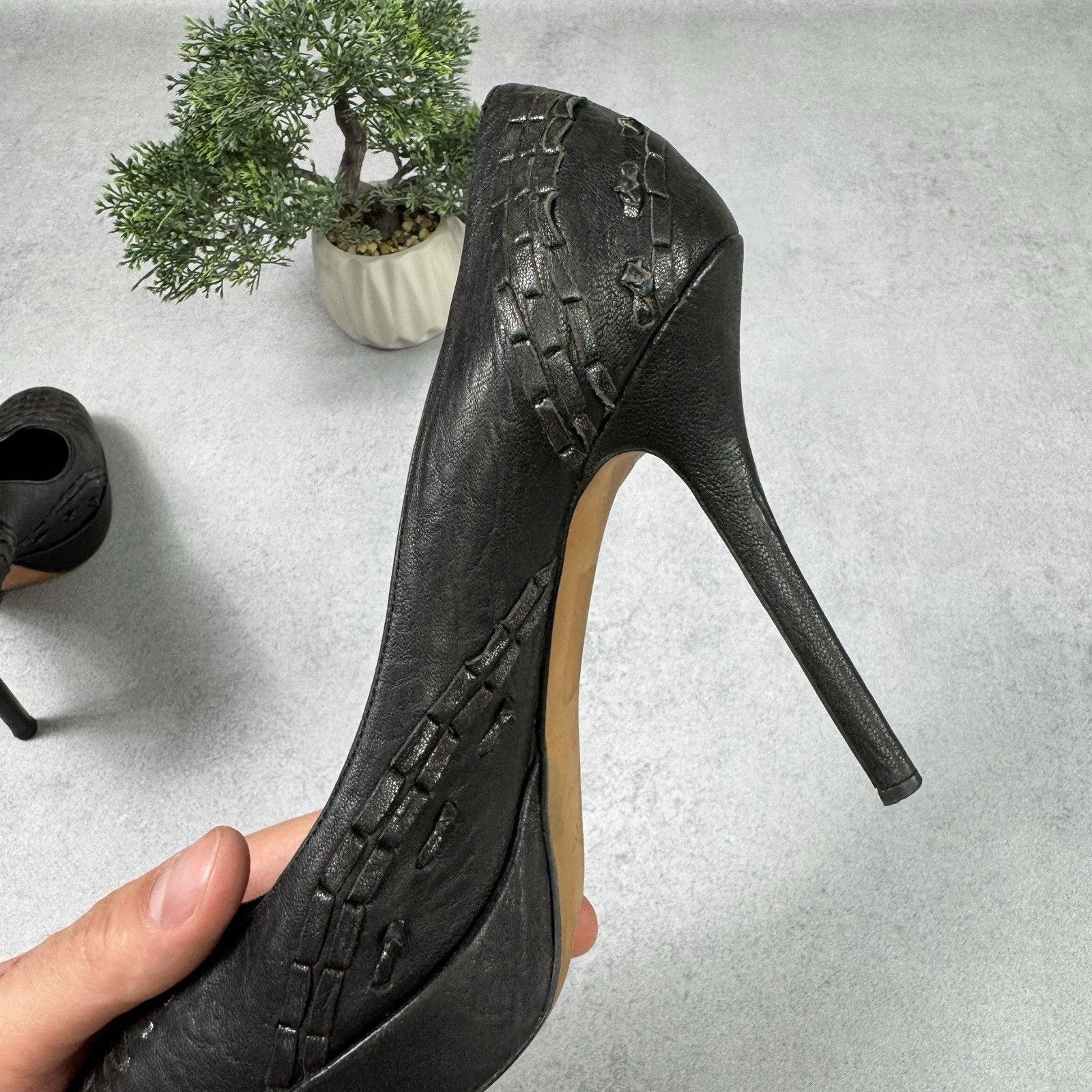 Dior CHRISTIAN DIOR Braided Leather Platform Pumps Black size 39 Size US 9 / IT 39 - 14 Thumbnail