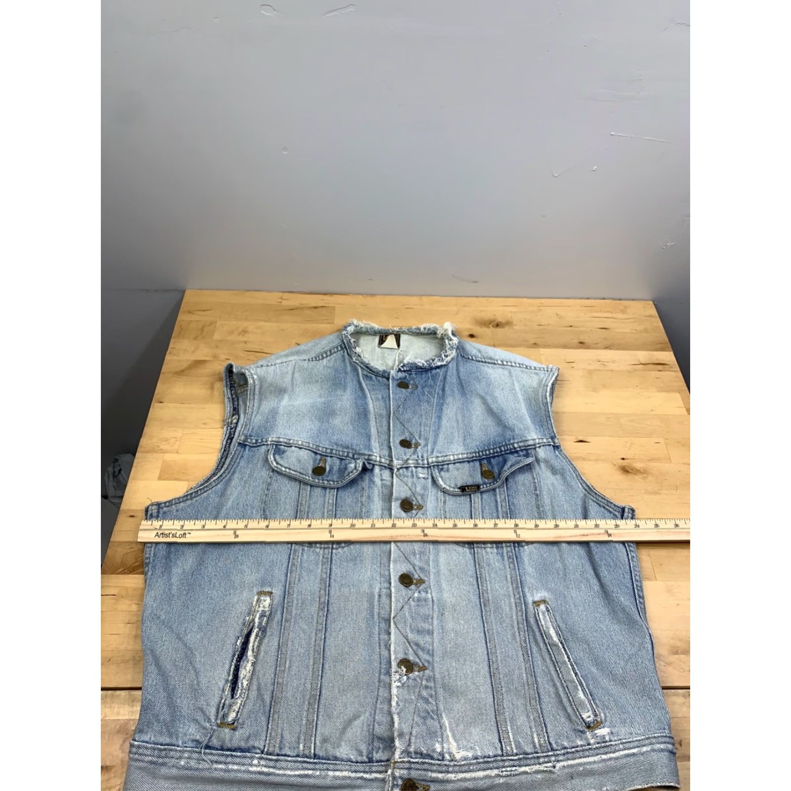 Lee VINTAGE Lee Denim Vest Mens L Blue Light Wash Harley Davidson 80s Distress Size US L / EU 52-54 / 3 - 6 Thumbnail