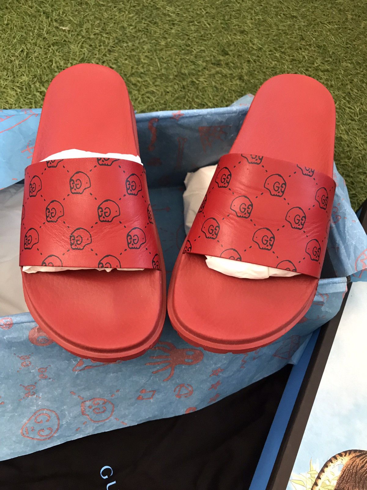 Gucci Rare Gucci Ghost Web Slides Troubled Andrew Collab Size US 8.5 / EU 41-42 - 2 Thumbnail