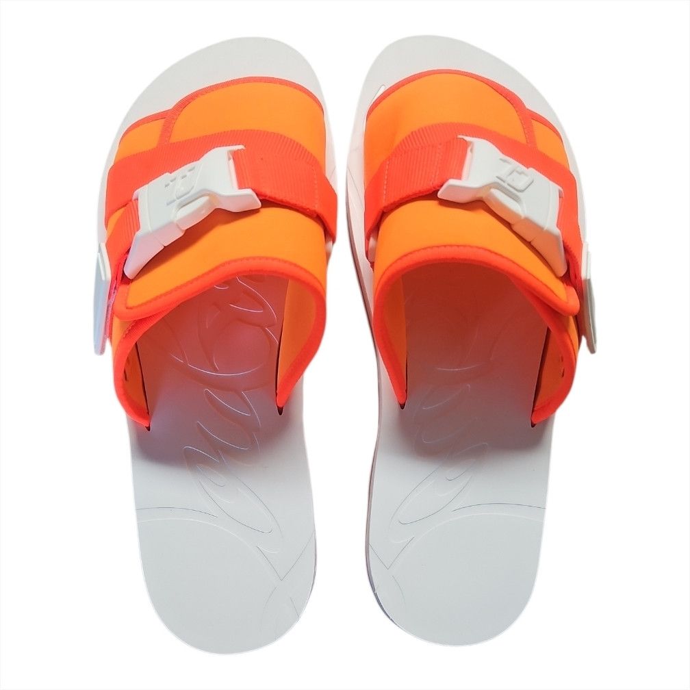 Christian Louboutin Neon Orange Slide Sandals Size US 11 / EU 44 - 2 Thumbnail