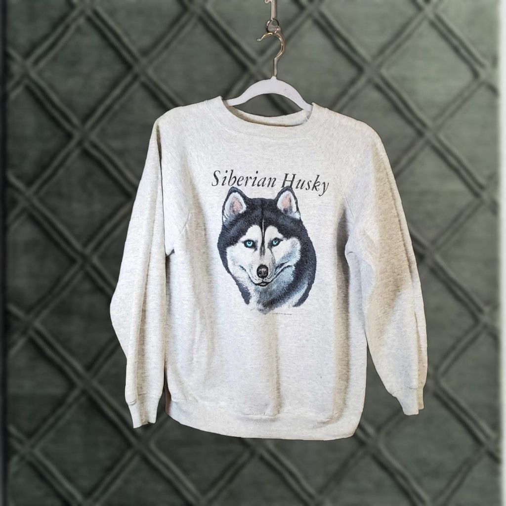 Hanes VINTAGE Hanes 90s Sweatshirt Crewneck Mens M Gray Siberian Husky Made In USA 1992 Flaw Size US M / EU 48-50 / 2 - 1 Thumbnail
