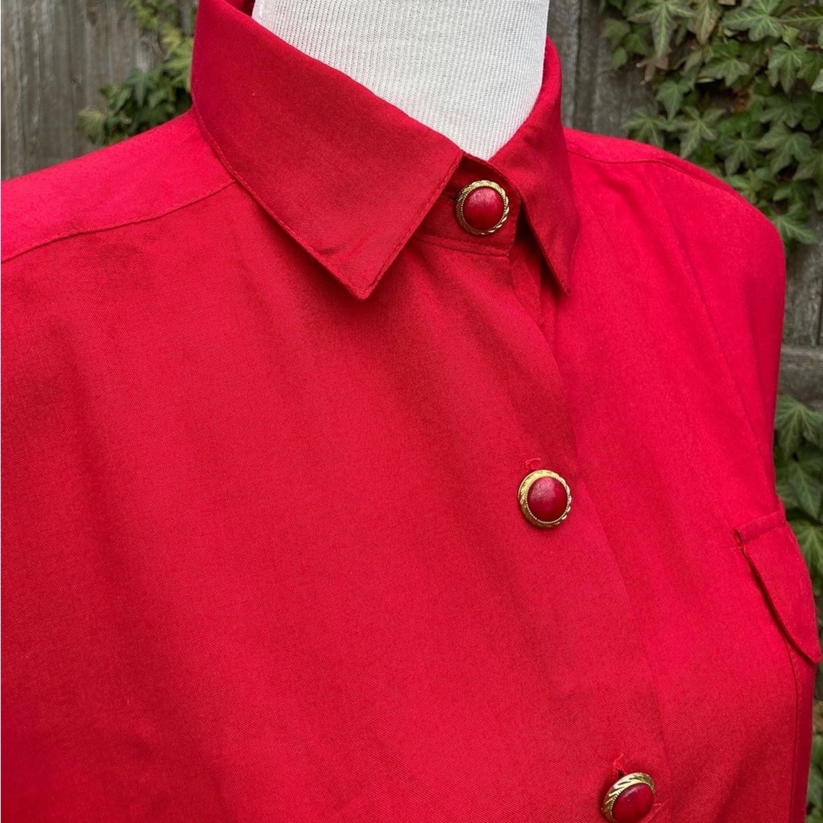 Vintage VTG Scarlet Red Blouse New Wave PRH Basics Valentines M Size M / US 6-8 / IT 42-44 - 1 Thumbnail