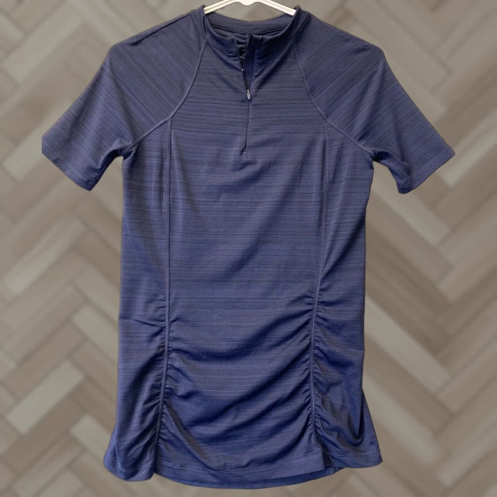 Athleta Athleta Shirt Women XS Navy Jet Stripe Track Pullover Activewear Size XS / US 0-2 / IT 36-38 - 1 Thumbnail