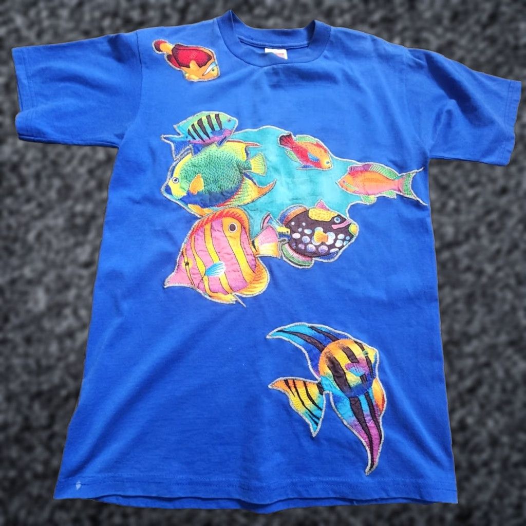 Fruit Of The Loom VINTAGE Fruit of the Loom T-Shirt Mens M Crew Neck Short Sleeve Blue 80s 90s Retro Fashion Victim Band Concert Skulls Skeletons Graphic Print Size US M / EU 48-50 / 2 - 1 Thumbnail