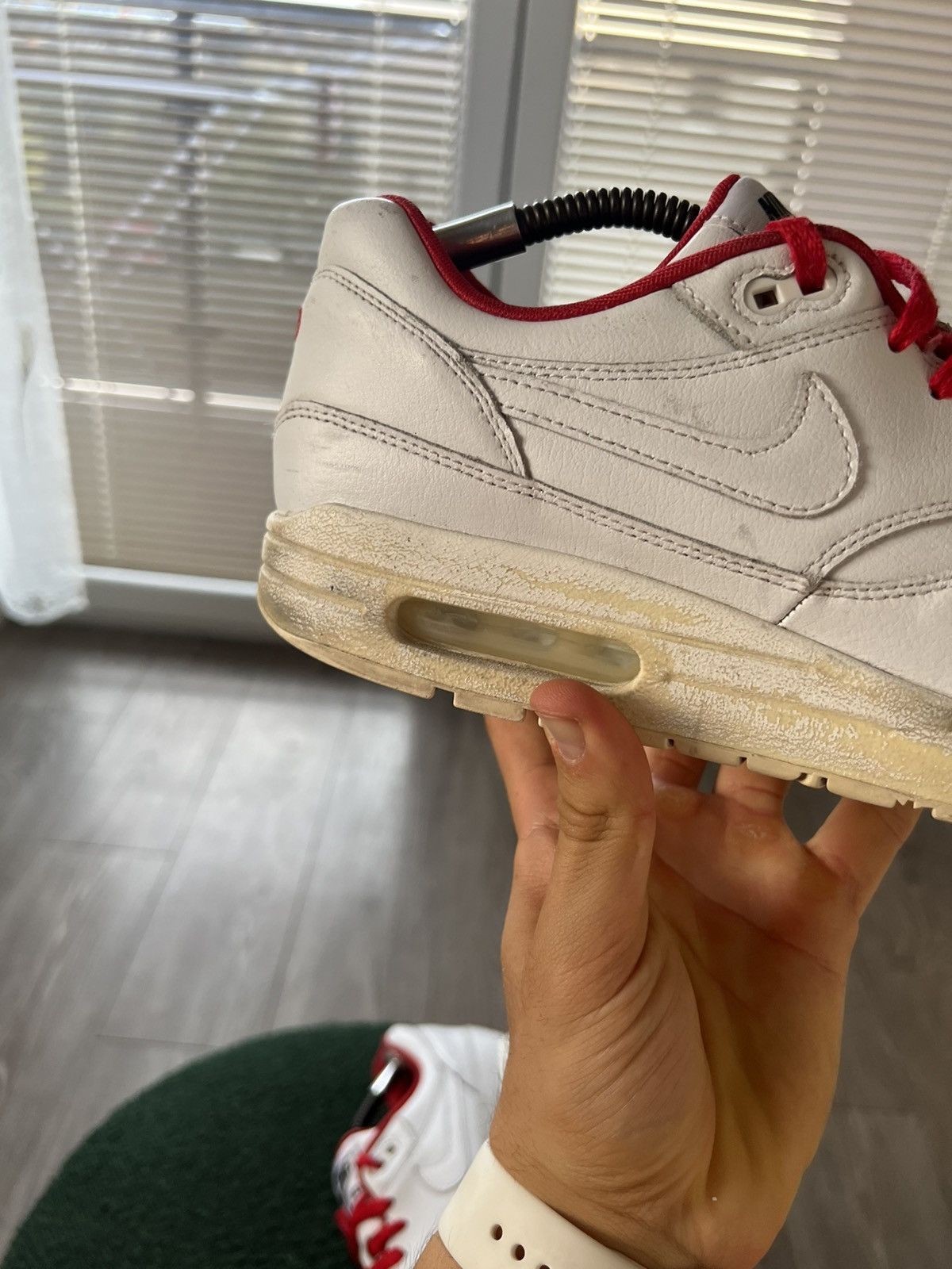 Nike ‼️Rare Nike ID Air Max 1 White/Red “Giga Nord” Sneakers‼️ Size US 9.5 / EU 42-43 - 8 Thumbnail
