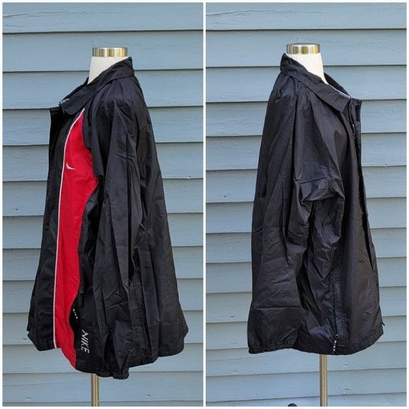 Nike Vintage 90s y2k Nike Black Red Swishy Windbreaker Zip Up Jac Size US XL / EU 56 / 4 - 2 Thumbnail