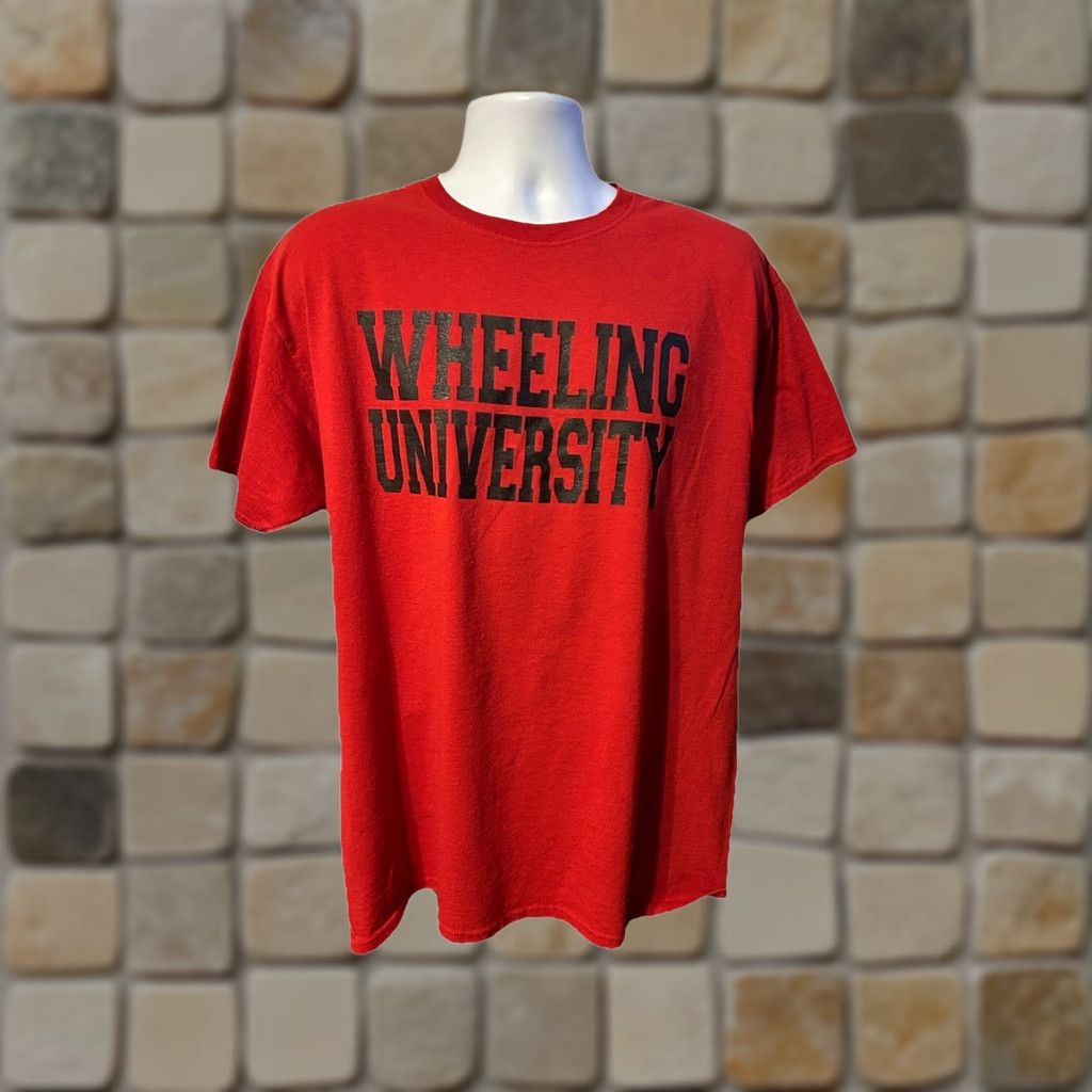 Spell Wheeling University Shirt Adult XL Red Short Sleeve Crew Neck Front Spell Out Size US XL / EU 56 / 4 - 1 Thumbnail