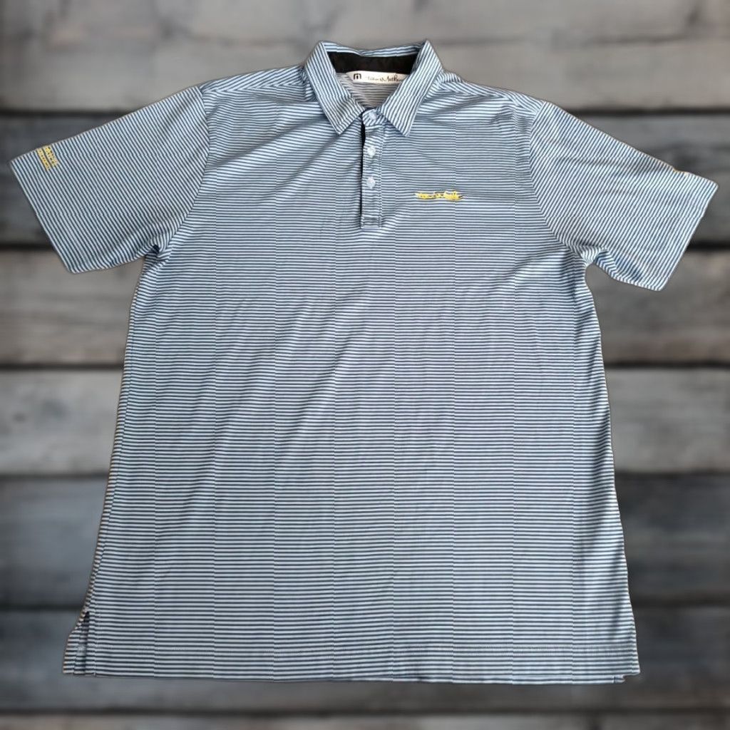 TravisMathew VINTAGE Travis Mathew Polo Shirt Men Large Blue Striped Embroidered Logo Short Sleeve Golf Activewear Size US L / EU 52-54 / 3 - 1 Thumbnail