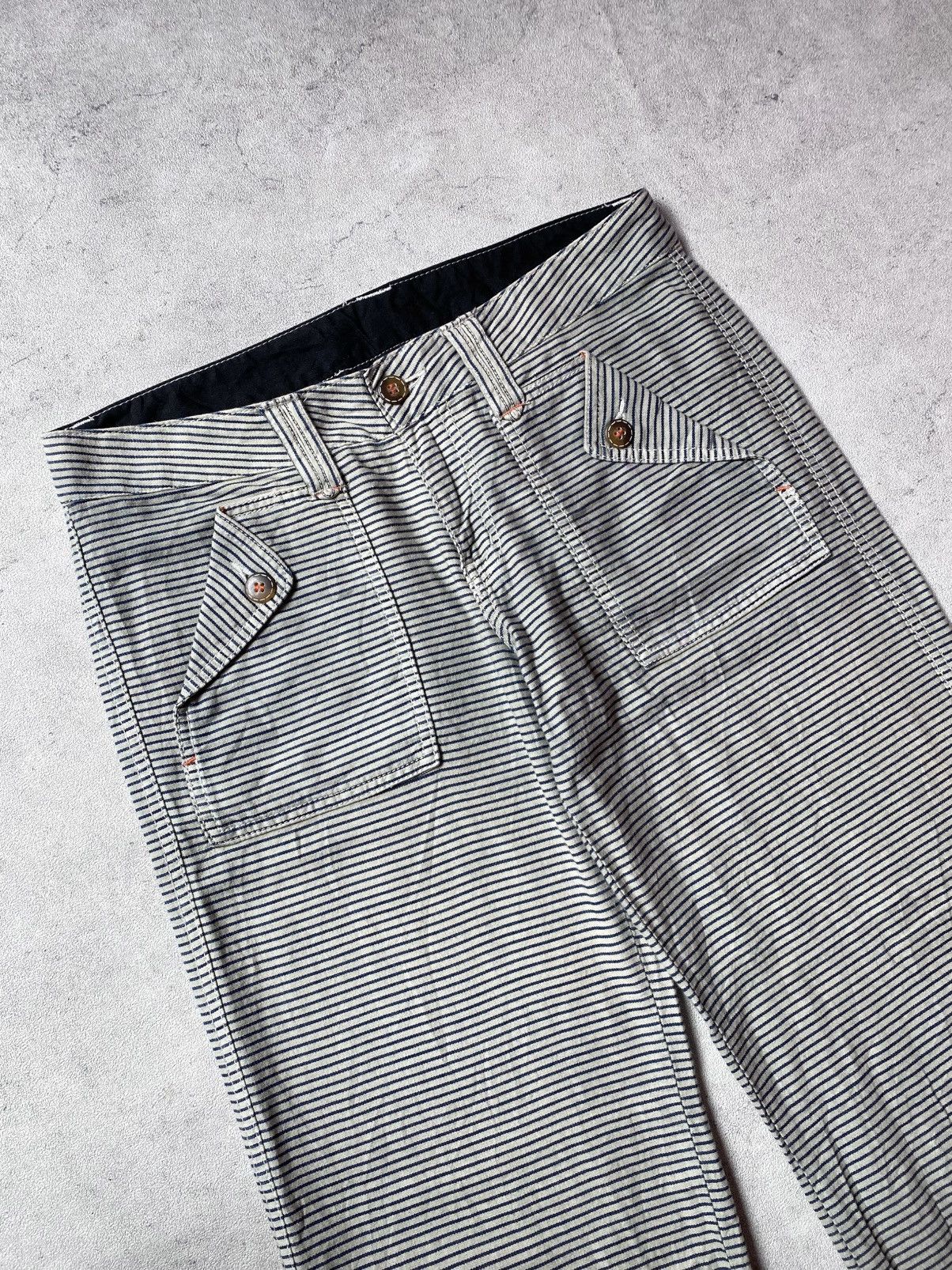 Japanese Brand SUNLUCAS🇯🇵 Stripe Hickory Flared Pant Size US 30 / EU 46 - 4 Thumbnail