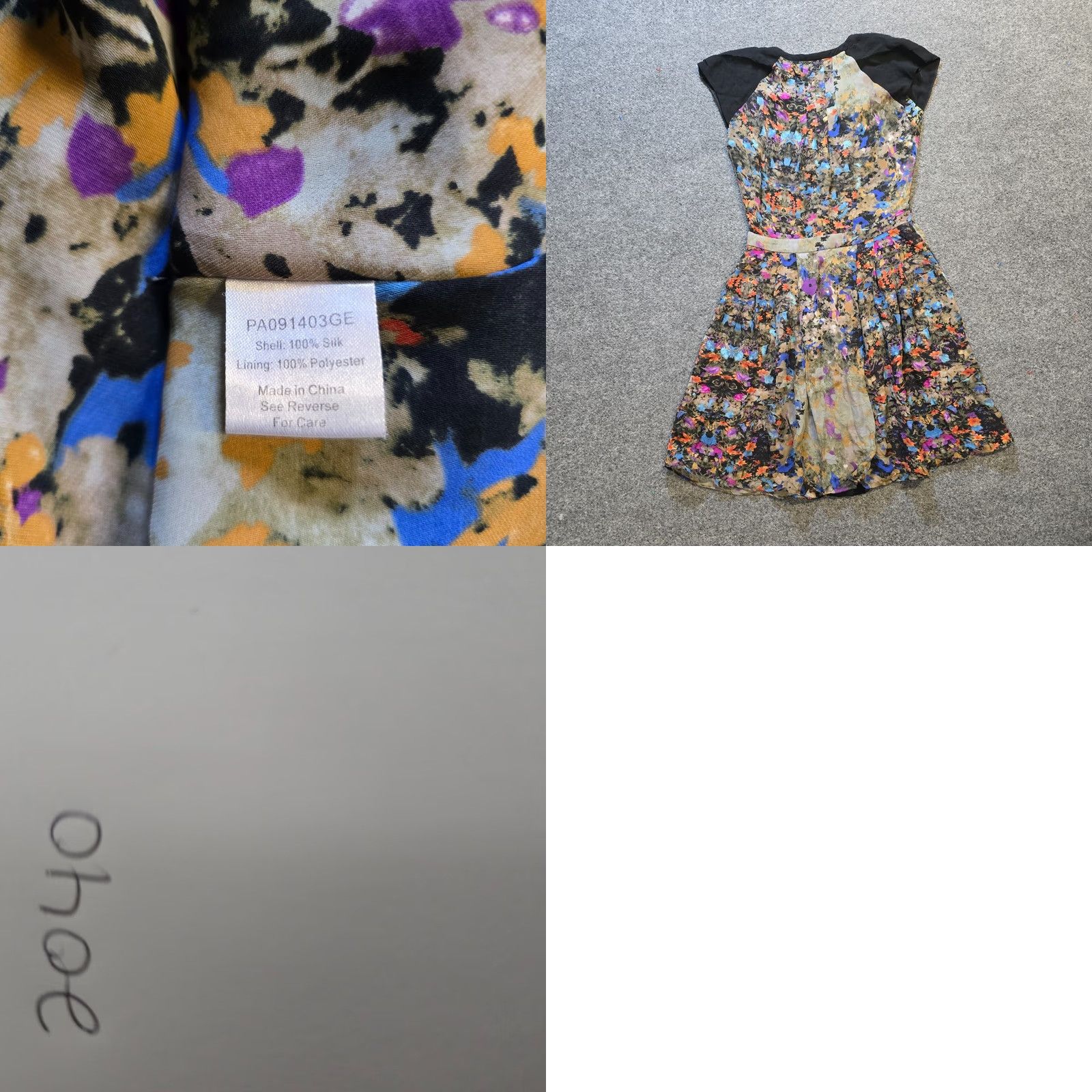 Parker Parker Dress Womens Size 2 Black Blue Floral Watercolor Art Silk Button Cocktail Dress Size XS / US 0-2 / IT 36-38 - 8 Thumbnail