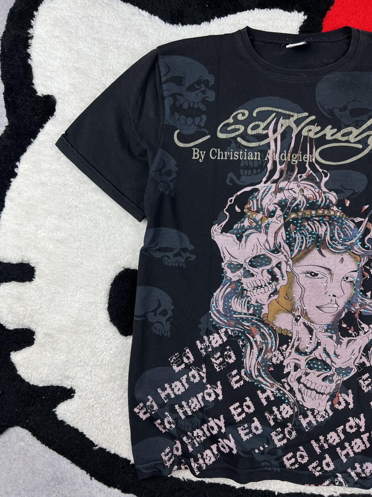 Ed Hardy Y2K Vintage Ed Hardy By Christian Audigier Skulls Girl Tee Size L / US 10 / IT 46 - 2 Thumbnail