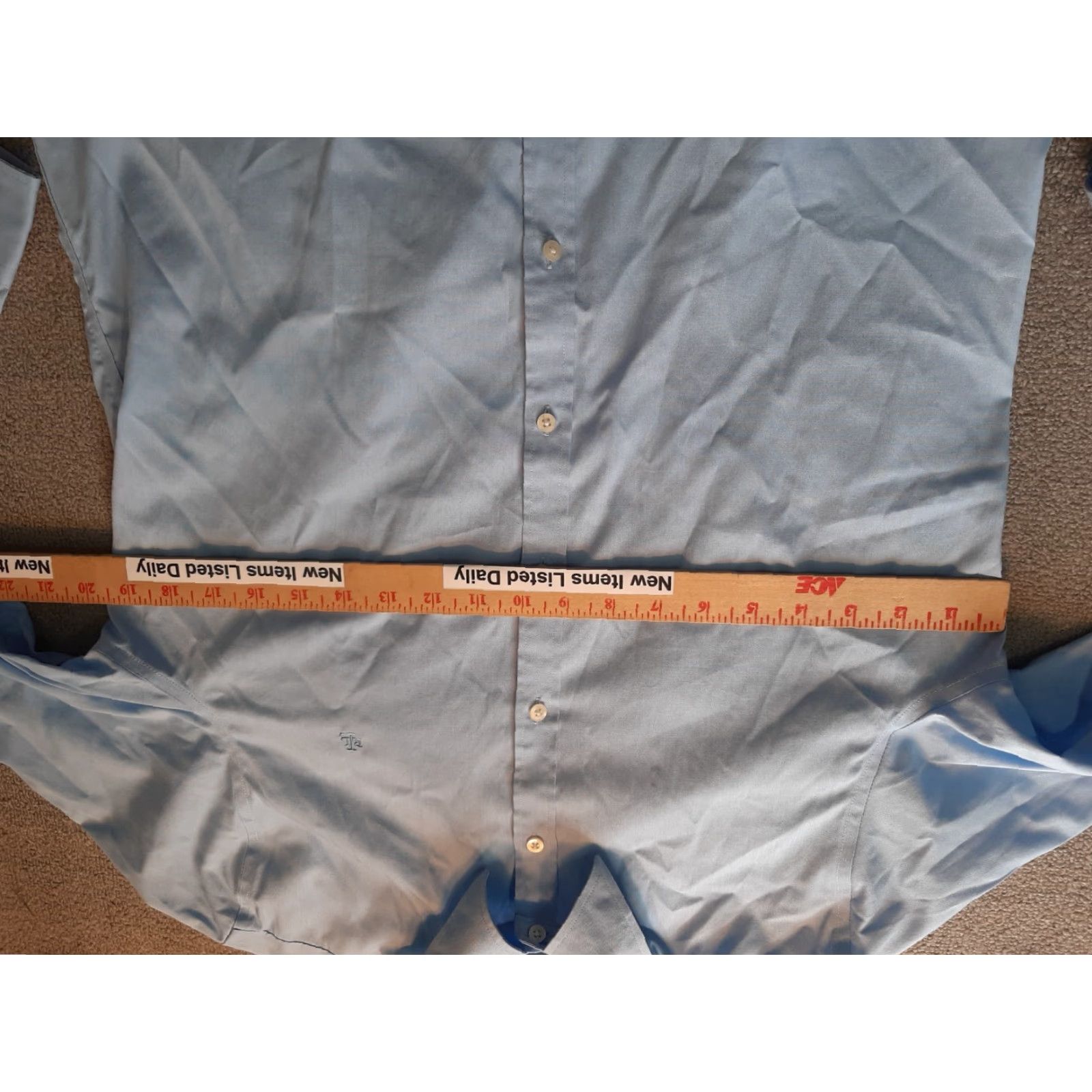 Polo Ralph Lauren Lauren Ralph Lauren Dress Shirt Men L Blue Long Sleeve Button Up Button-Down Classic Comfort Casual Wear Size 42R - 4 Thumbnail