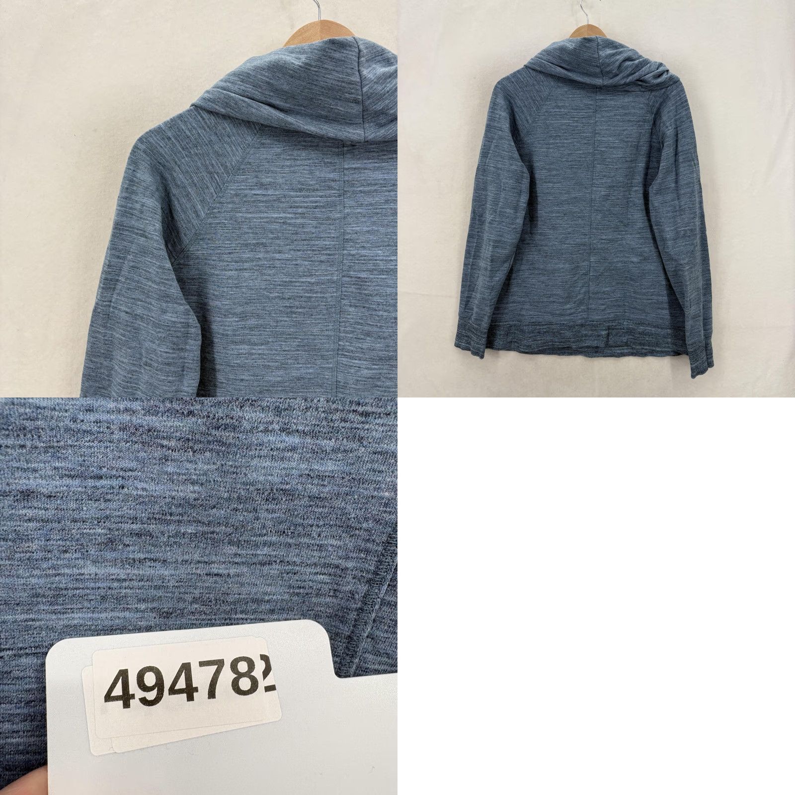 L.L.Bean Cozy Pullover Womens XL Blue Cowl Neck Kangaroo Pocket Stretch Travel