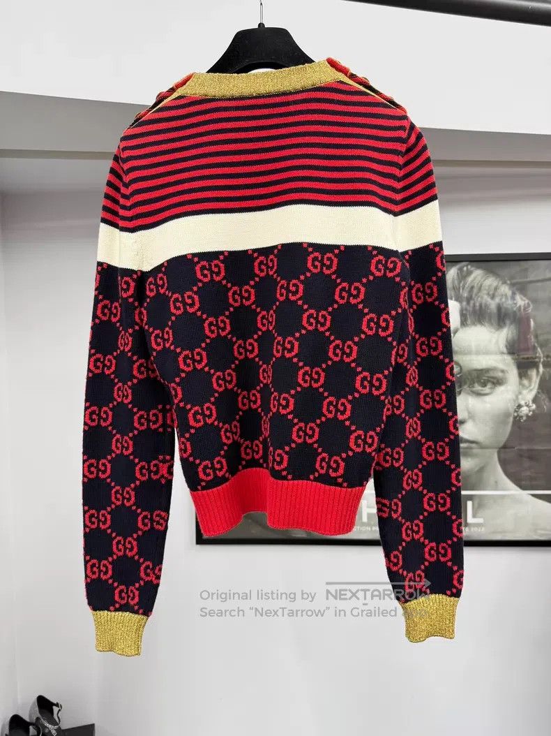 Gucci Gucci Red and gold double G striped sweater Size S / US 4 / IT 40 - 2 Thumbnail