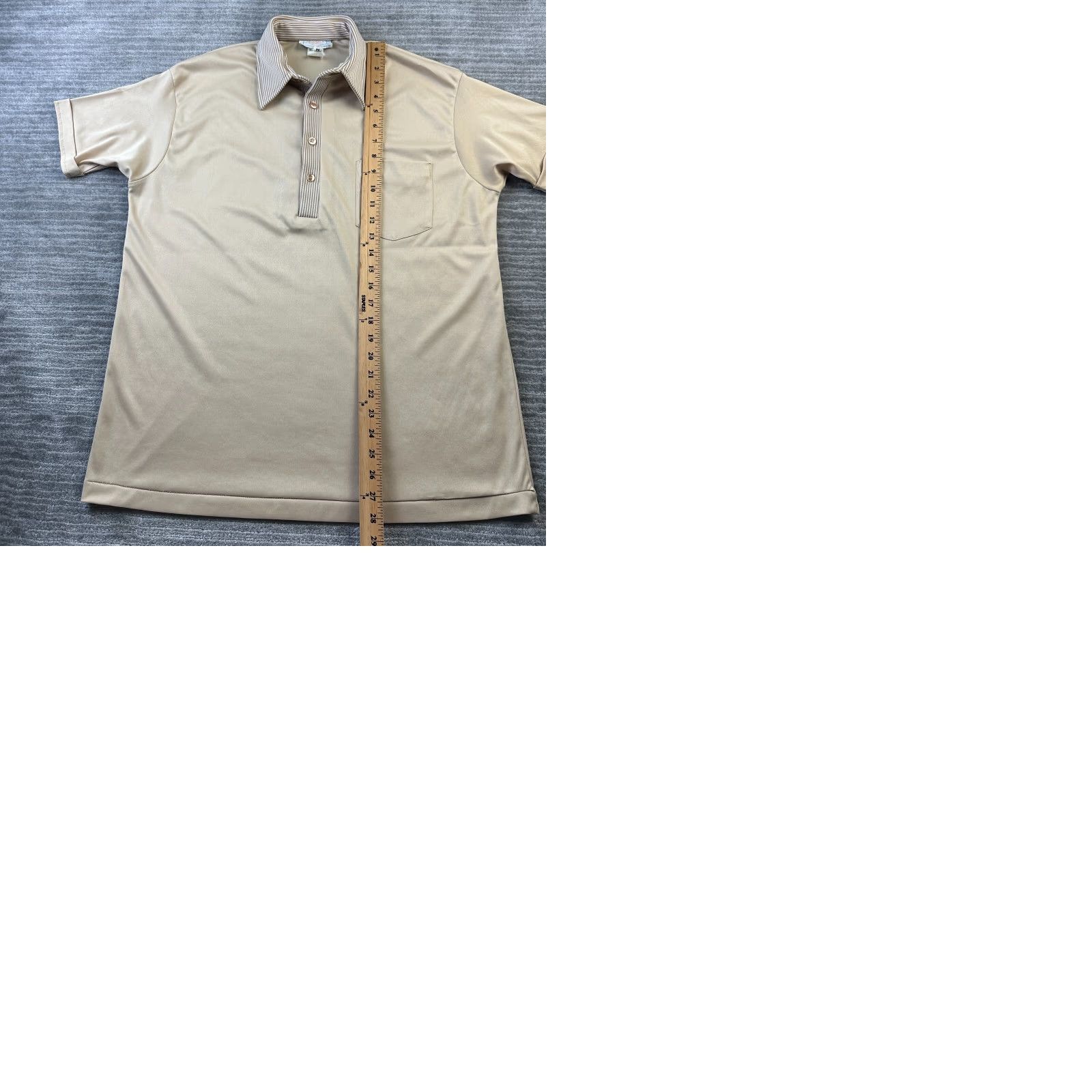 Haband VINTAGE Haband Polo Shirt Mens Medium Beige Tan 70s Retro Bowling Disco Collar Mens Size US M / EU 48-50 / 2 - 9 Thumbnail