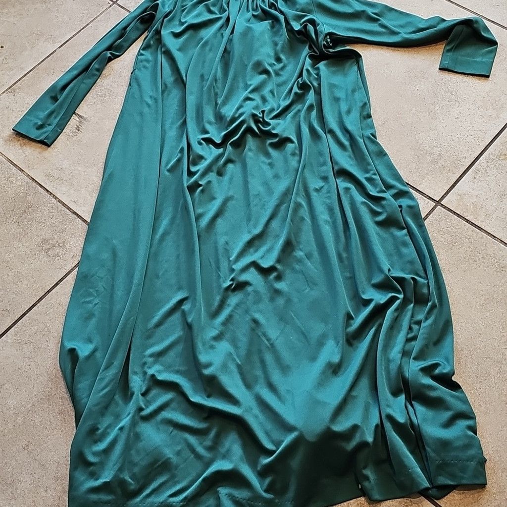 The Unbranded Brand Victor Costa Green Neck Tie Maxi Flowy Long Sleeve Dress M Size M / US 6-8 / IT 42-44 - 7 Thumbnail