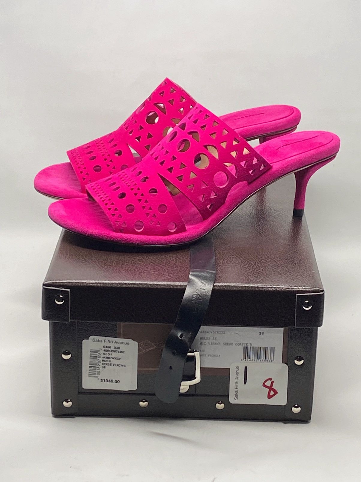 Alaia Alaia 55MM Perforated Leather Mules size 38 Size US 8 / IT 38 - 10 Thumbnail