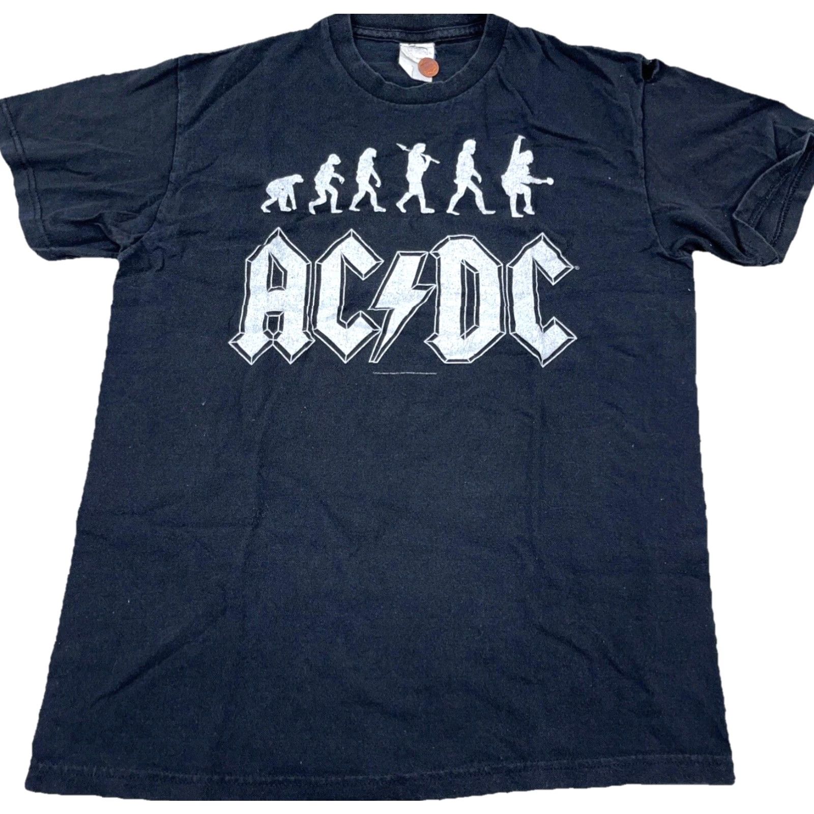 AAA VINTAGE ACDC Shirt Men M Black White Tee Band Tour Caveman Evolve Y2K Faded Size US M / EU 48-50 / 2 - 2 Thumbnail