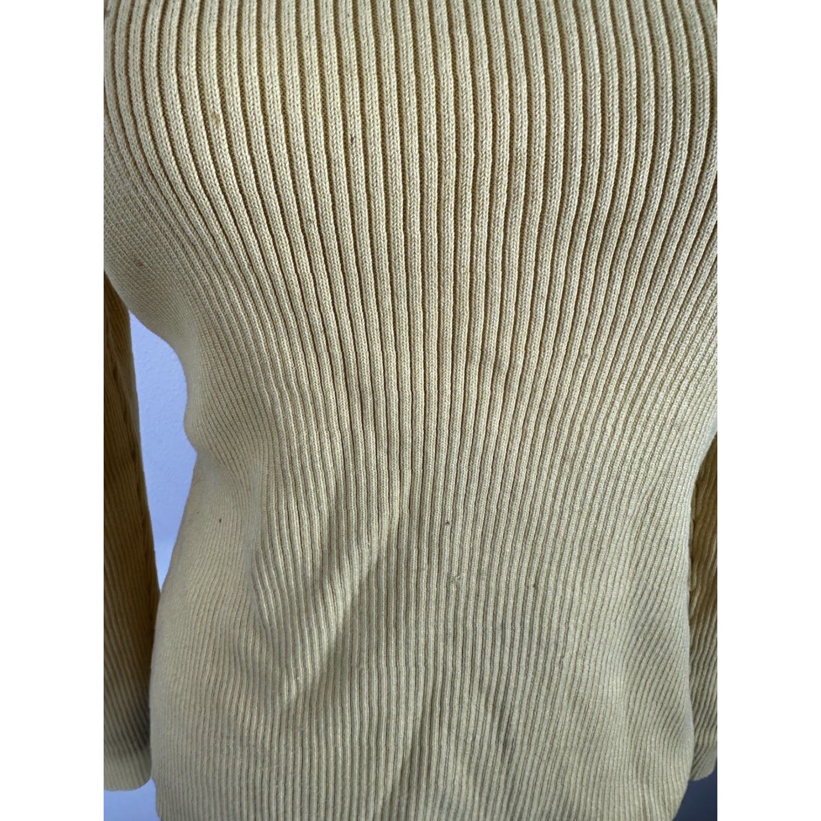 Tommy Hilfiger VINTAGE Tommy Hilfiger Sweater Shirt Women's M Yellow Turtle Neck Cable-Knit 90s USA Logo Size M / US 6-8 / IT 42-44 - 7 Thumbnail