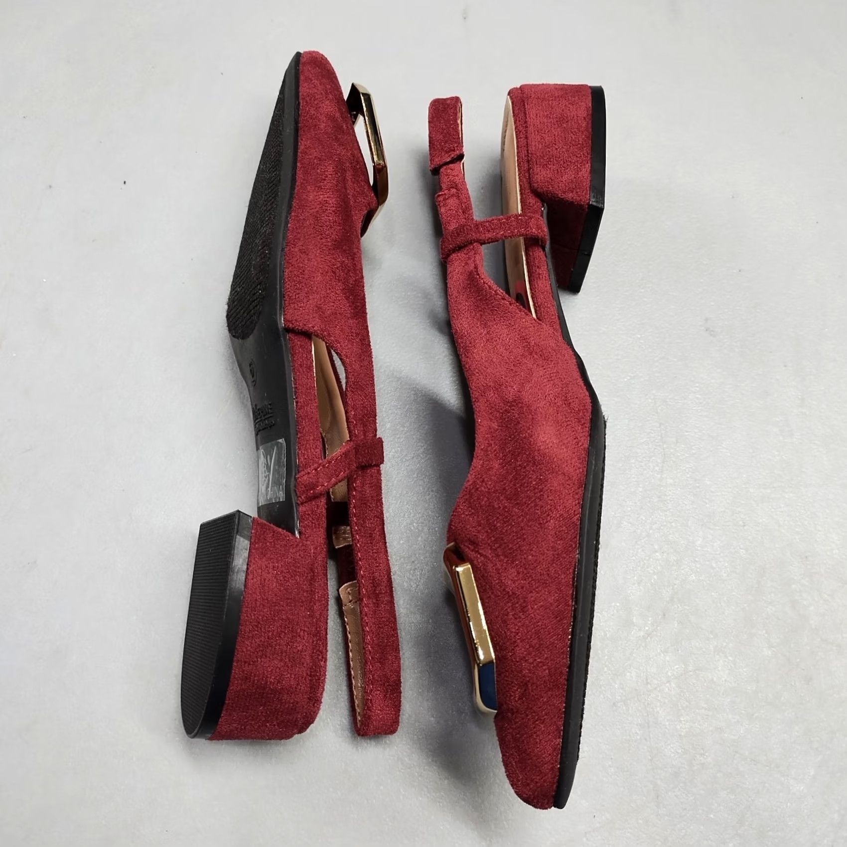 Vintage Catherine Malandrino Slingback Flats Womens Size 6 Red Gold Pointed Toe Slip On NWOB Women Size 6 Shoes Size US 6 / IT 36 - 3 Thumbnail