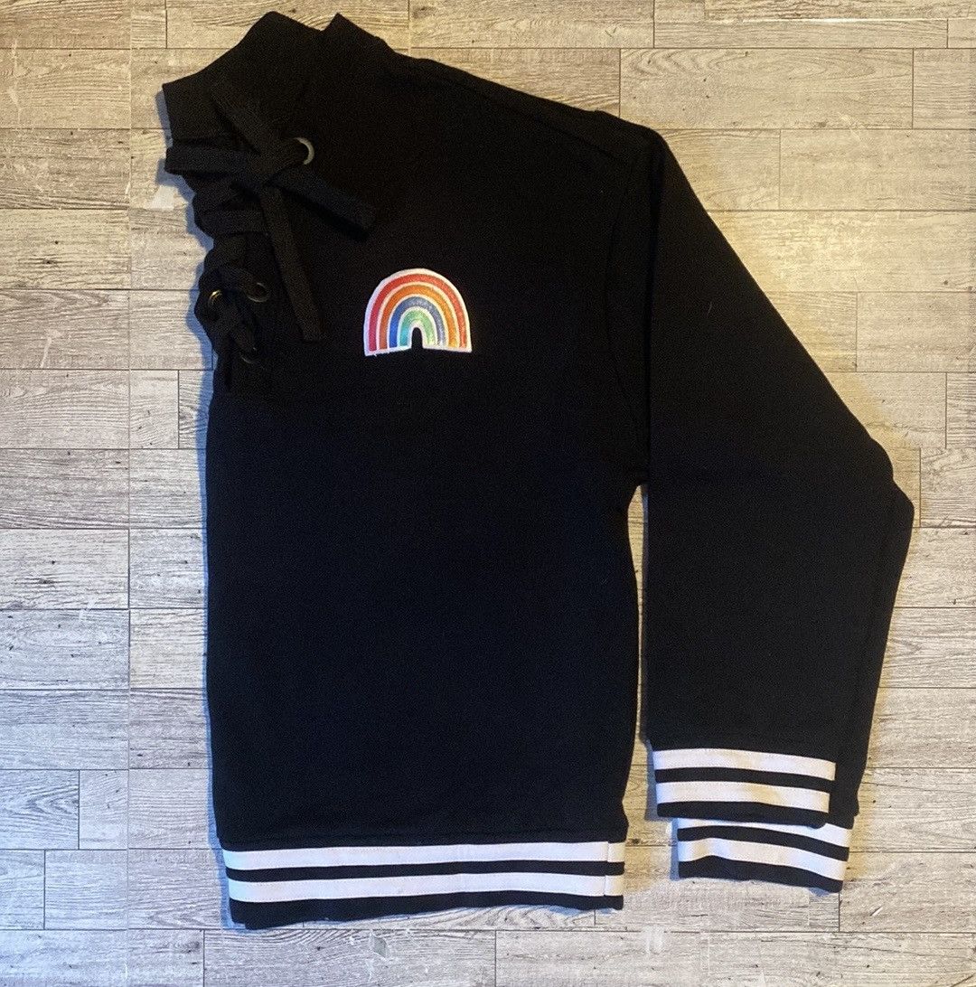 Other Custom, Rainbow Patchwork, Oversized, Lace Up Chest Sweater Size ONE SIZE - 6 Thumbnail