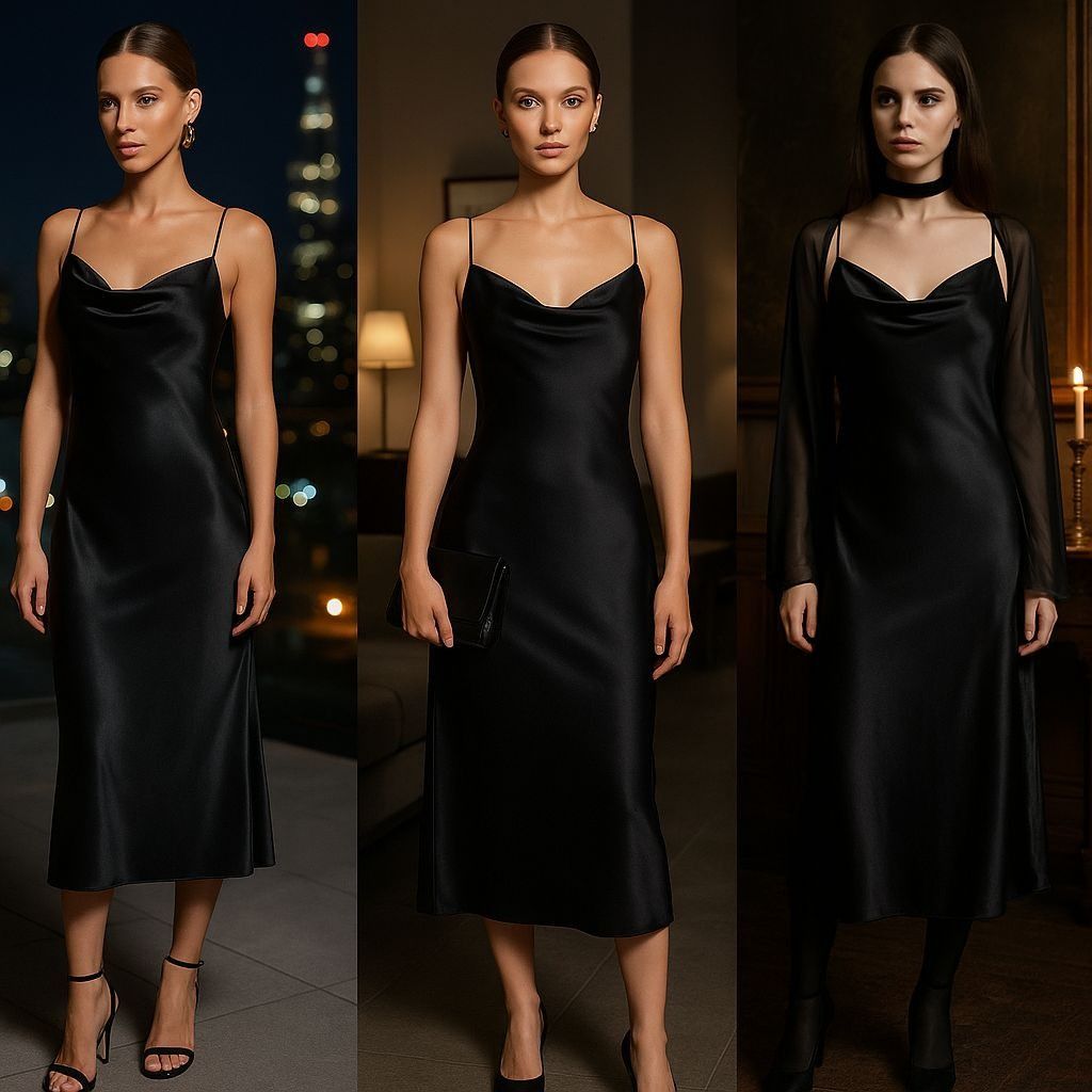 Bebe Bebe Women Black Satin Slip Dress L Cowl Neck Night Luxe Qui Size L / US 10 / IT 46 - 1 Thumbnail